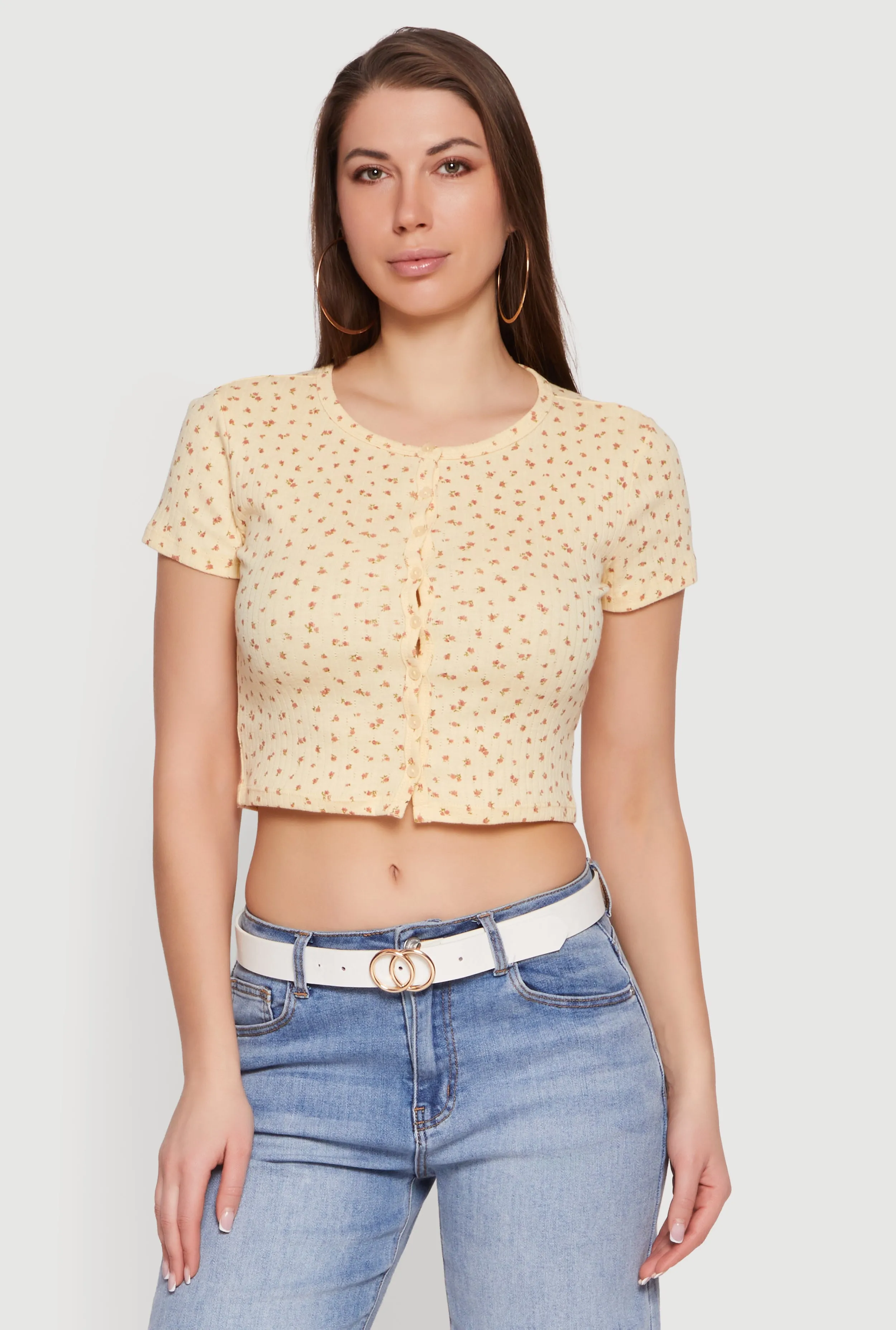 Ditsy Floral Button Front Crop Top sold by Rainbow product image thumbnail 2