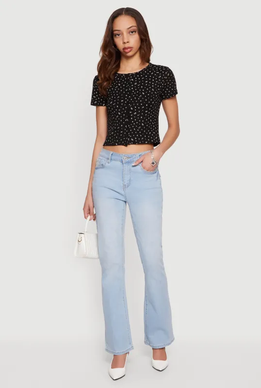 Ditsy Floral Button Front Crop Top sold by Rainbow