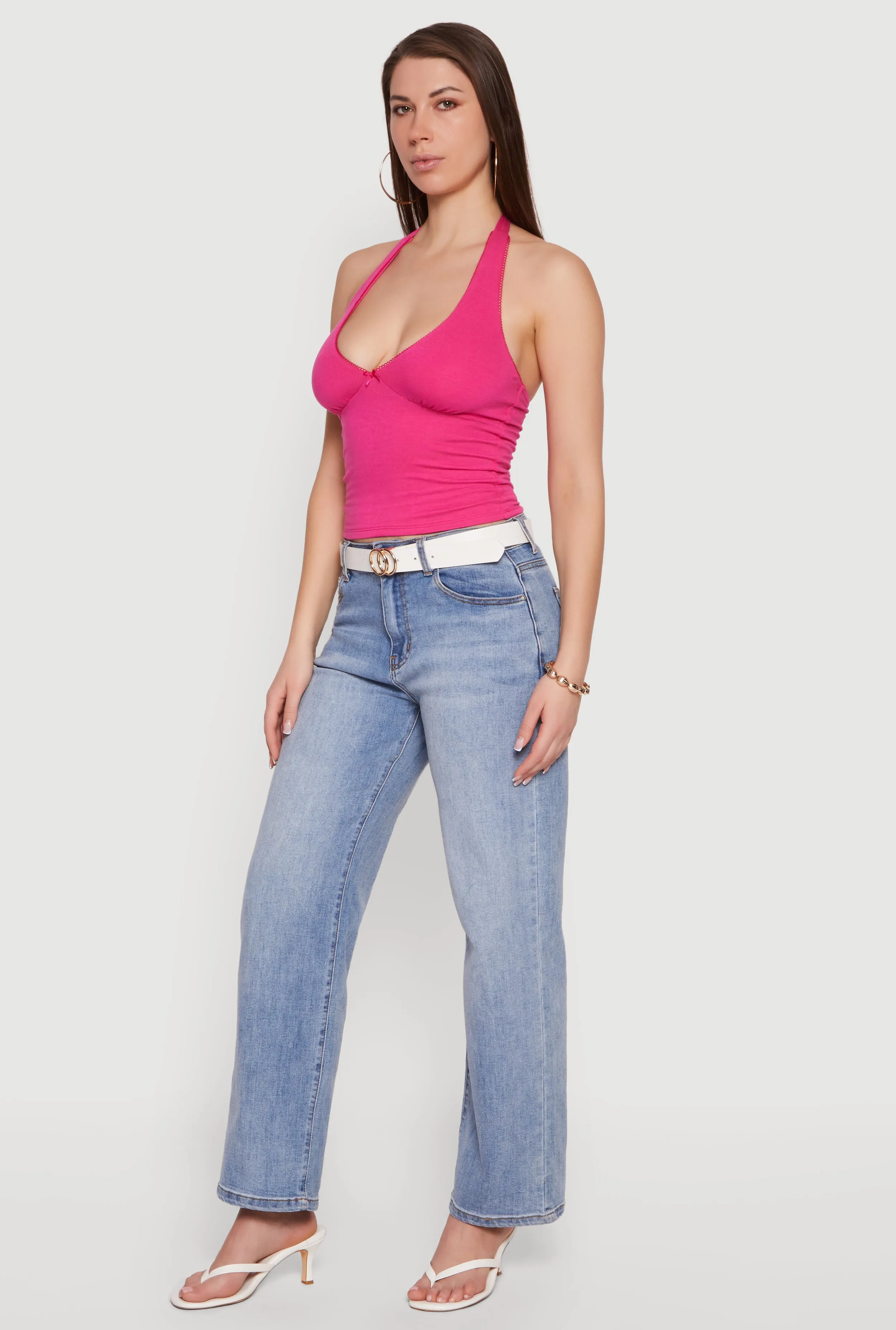 Lace Trim Bow Detail Tie Neck Halter Top sold by Rainbow product image thumbnail 3