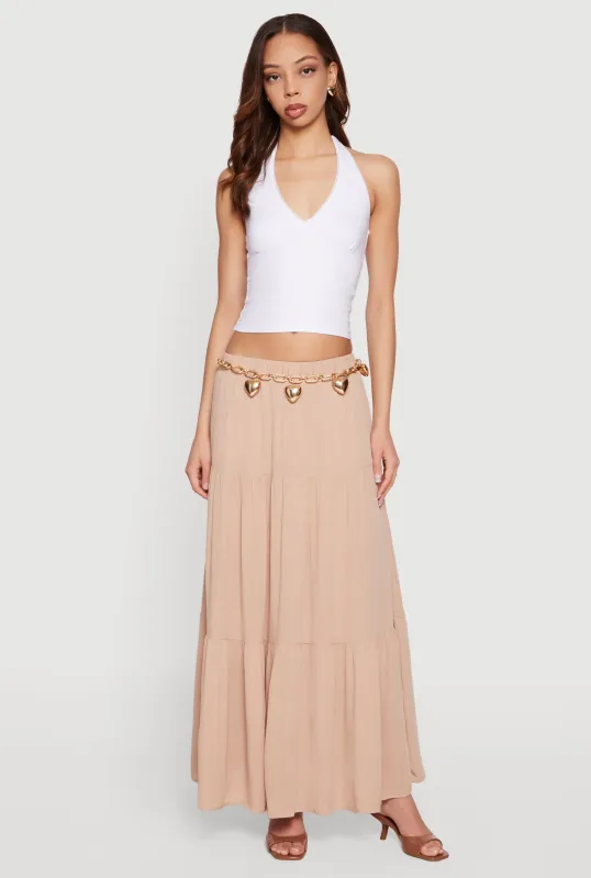 Lace Trim Bow Detail Tie Neck Halter Top made by Ambiance