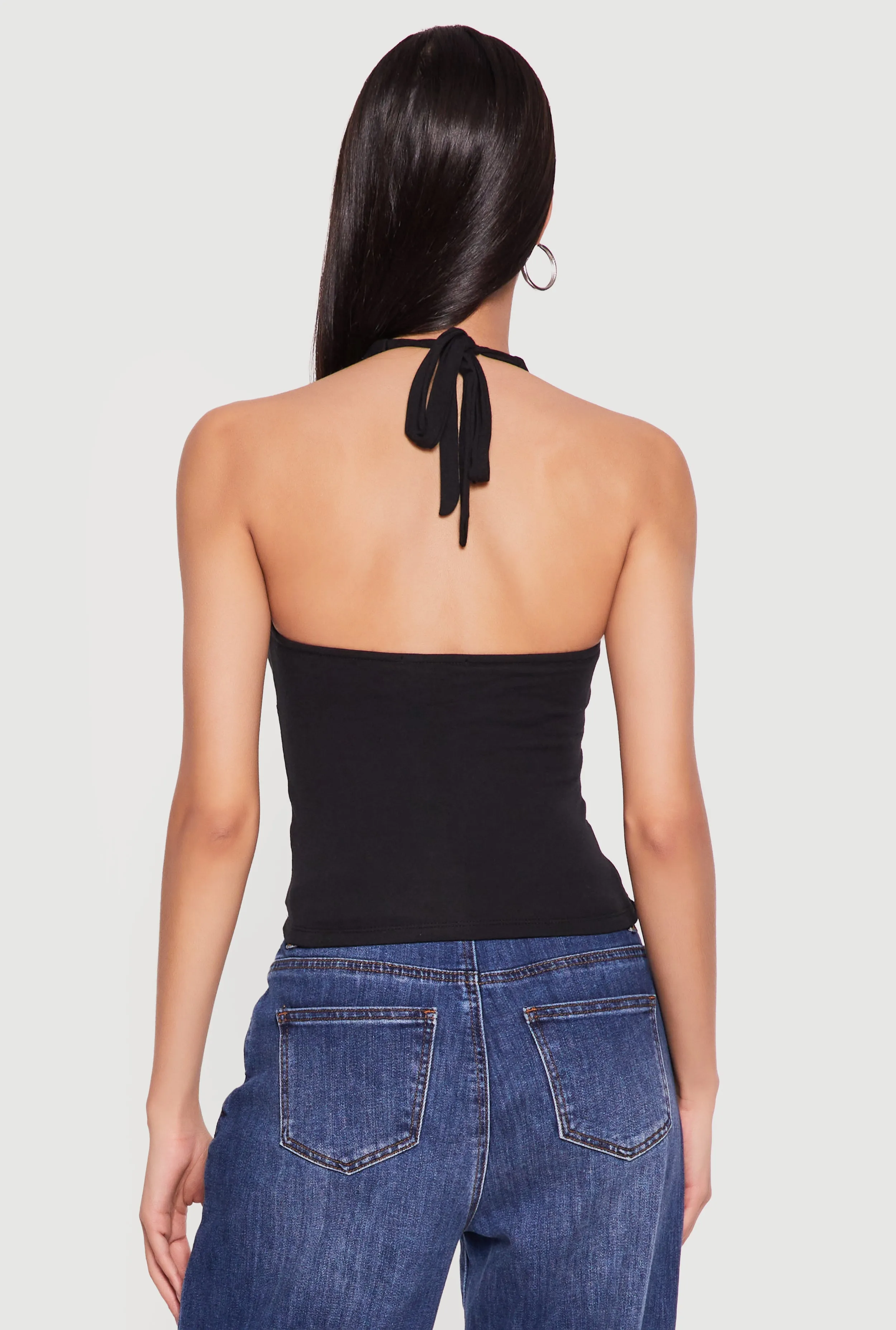 Lace Trim Bow Detail Tie Neck Halter Top sold by Rainbow product image thumbnail 5