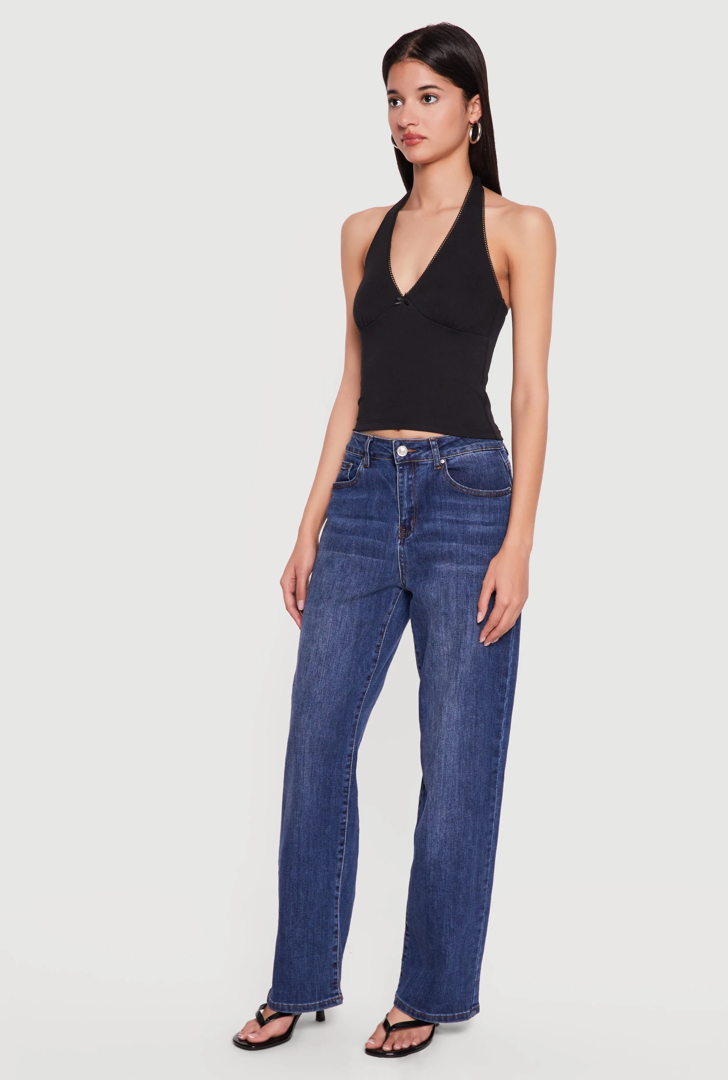 Lace Trim Bow Detail Tie Neck Halter Top sold by Rainbow product image thumbnail 3