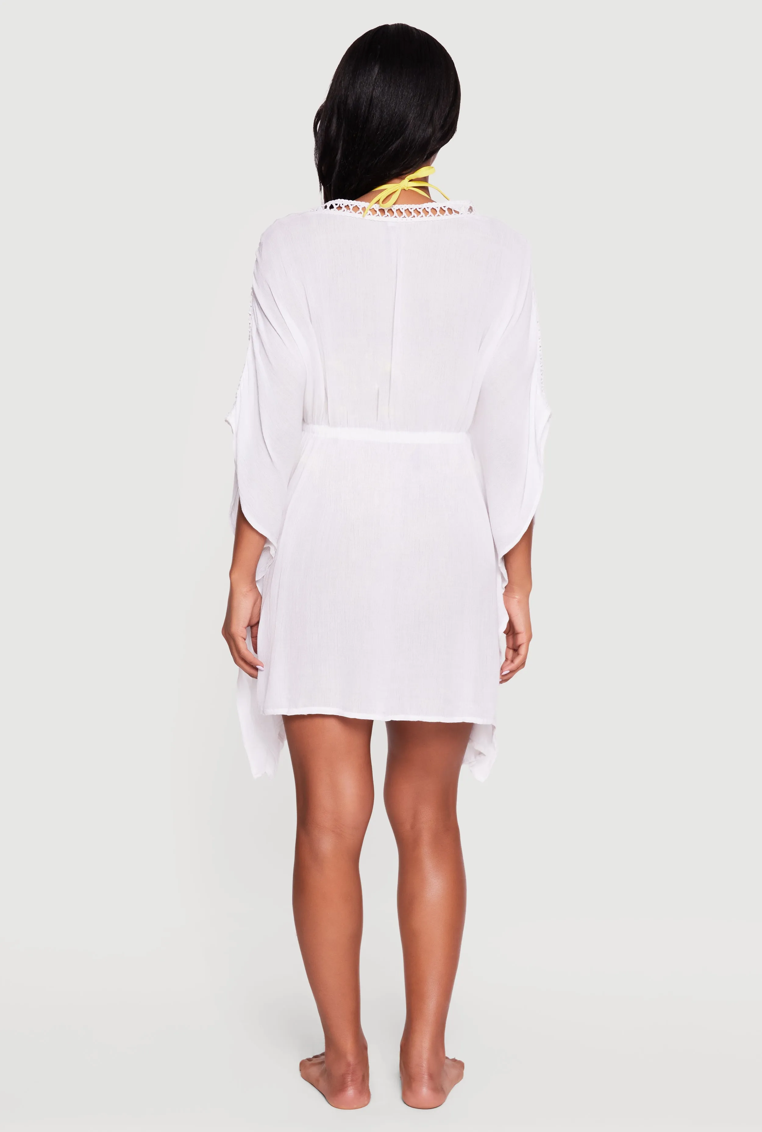 Crochet Detail Drawstring Waist Cover Up Kimono sold by Rainbow product image thumbnail 3