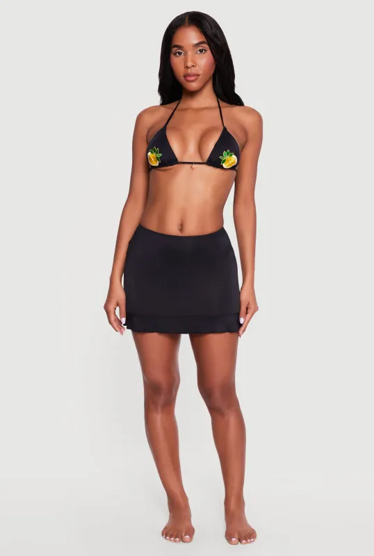 Solid Ruffle Hem Cover Up Skirt made by Rainbow