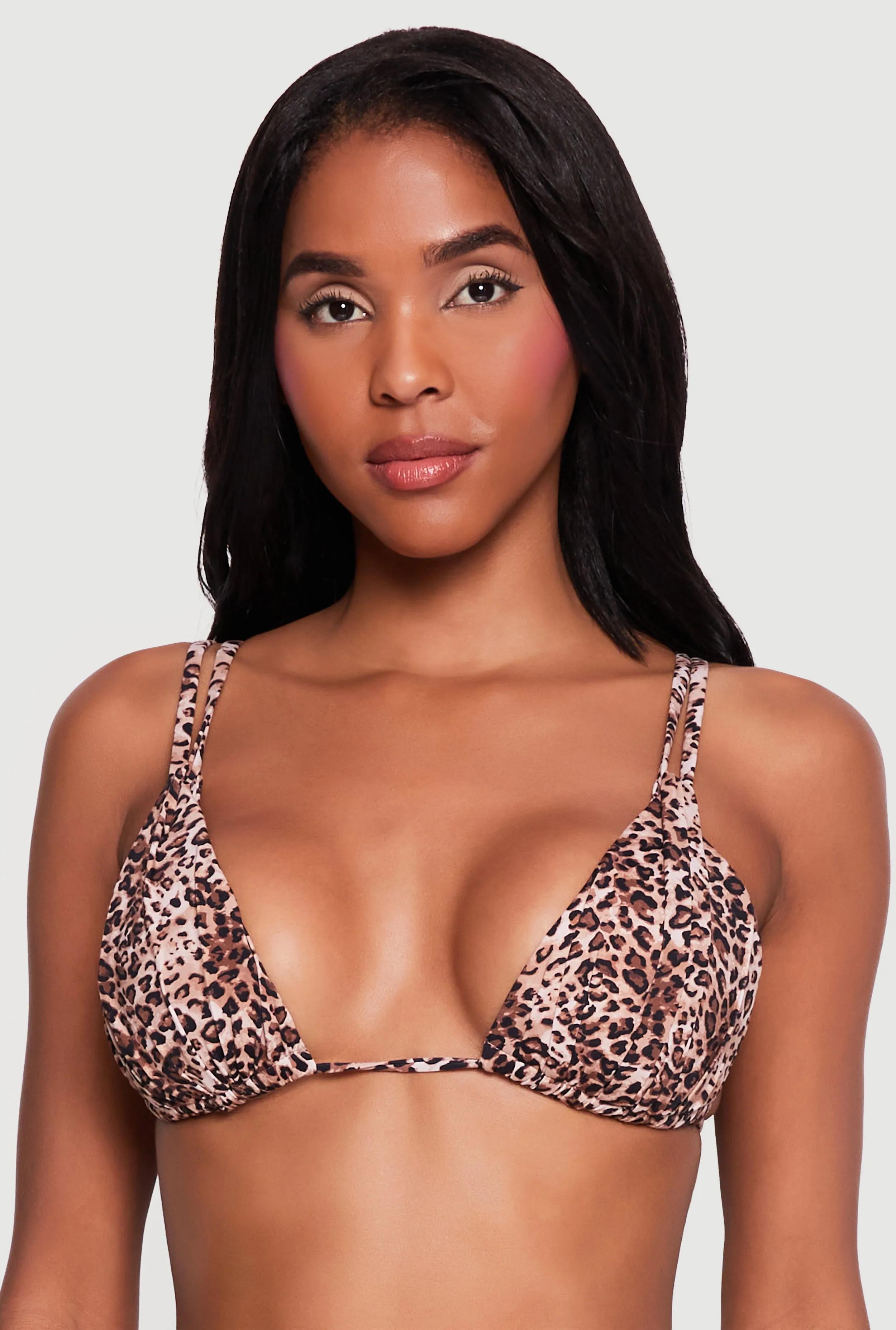Double Strap Leopard Print Swim Bikini Top sold by Rainbow