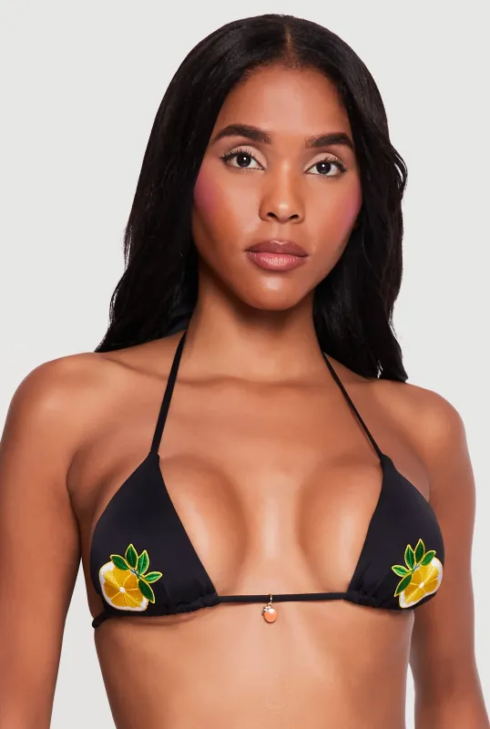 Lemon Graphic Triangle Swim Bikini Top with Charm made by Rainbow