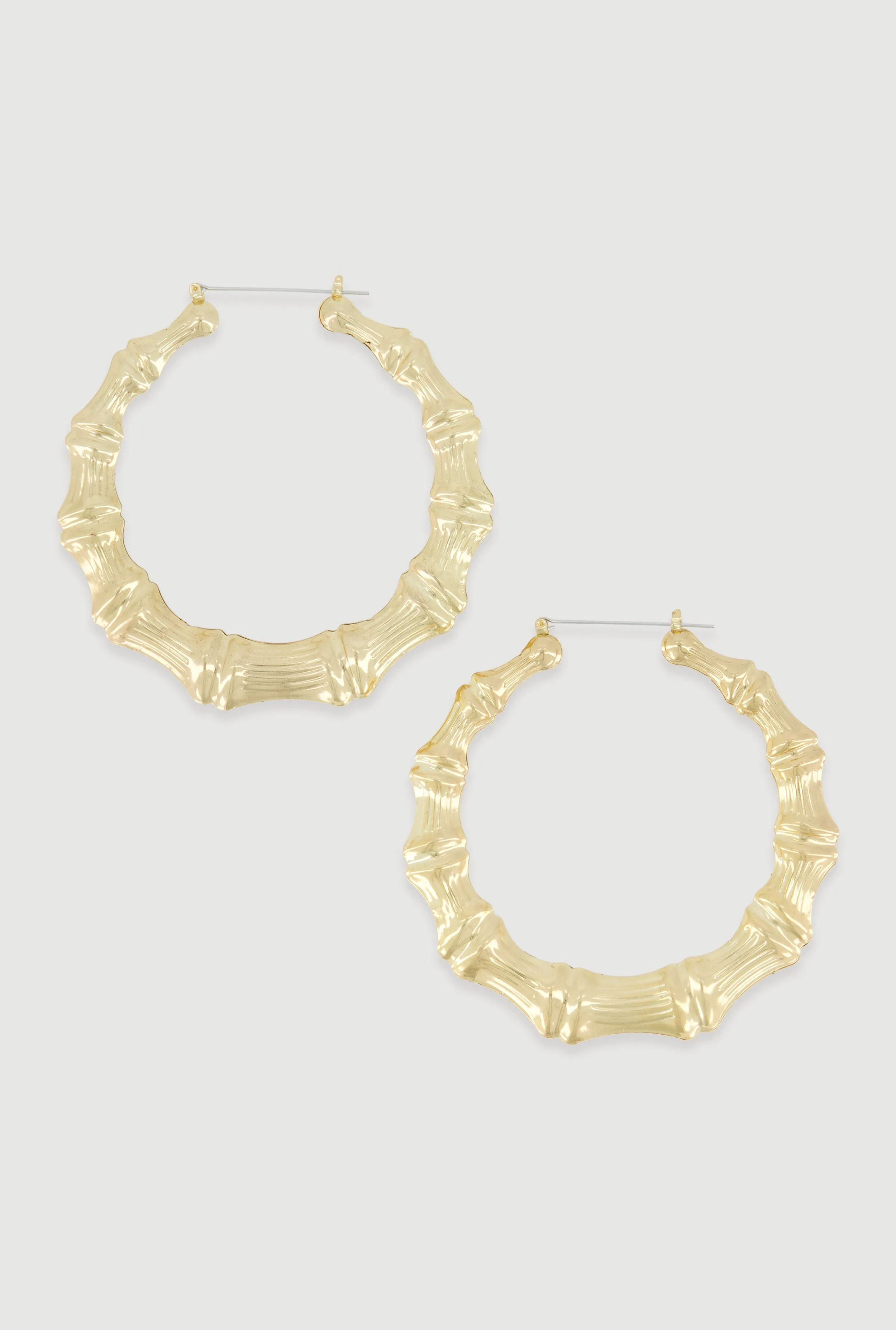 Metallic Bamboo Hoop Earrings sold by Rainbow