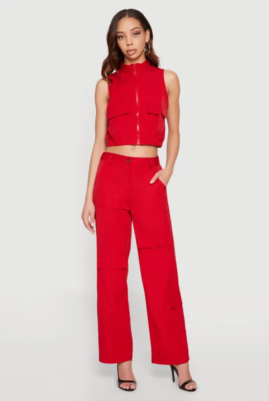 Wide Leg Cargo Pocket Pants made by Rainbow