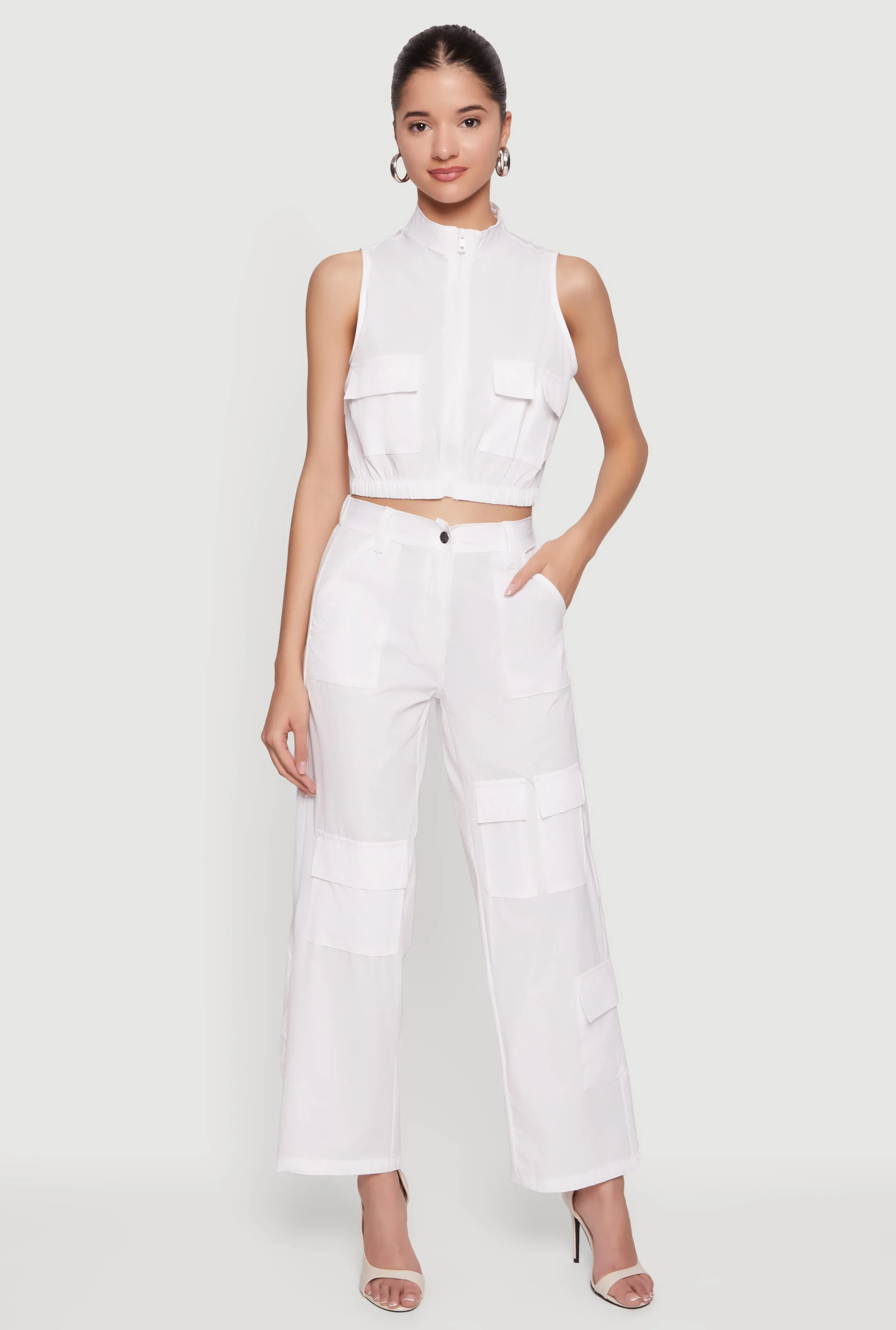 Wide Leg Cargo Pocket Pants sold by Rainbow