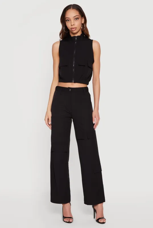 Wide Leg Cargo Pocket Pants sold by Rainbow