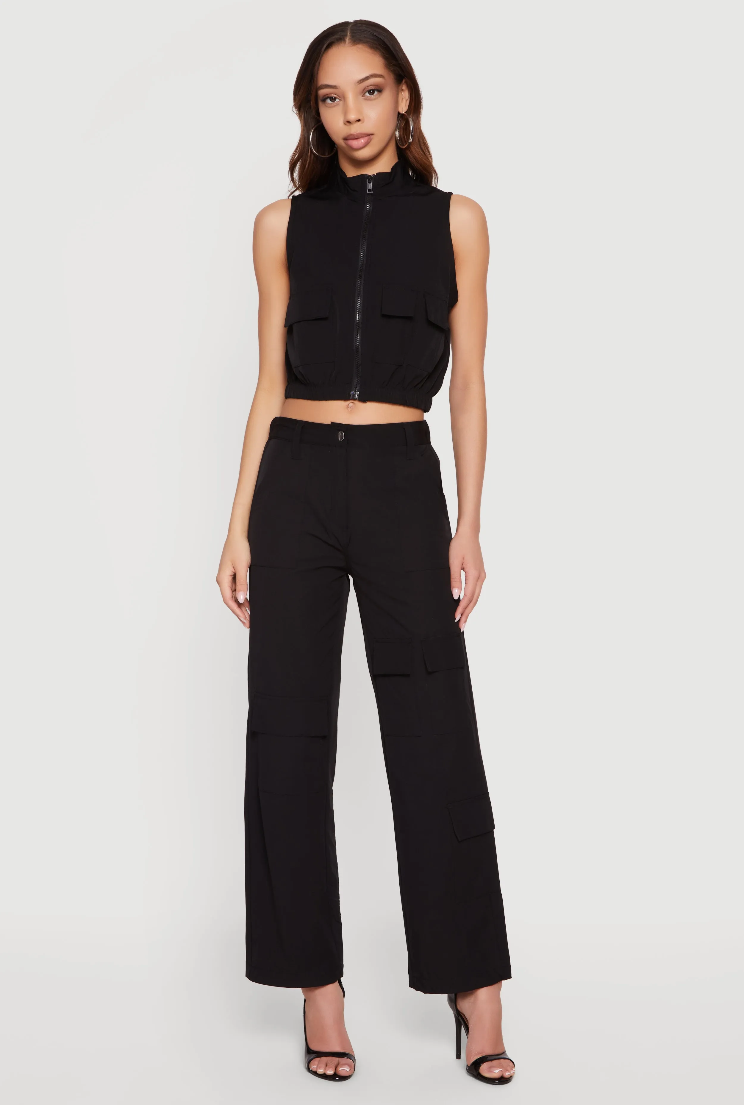 Wide Leg Cargo Pocket Pants sold by Rainbow