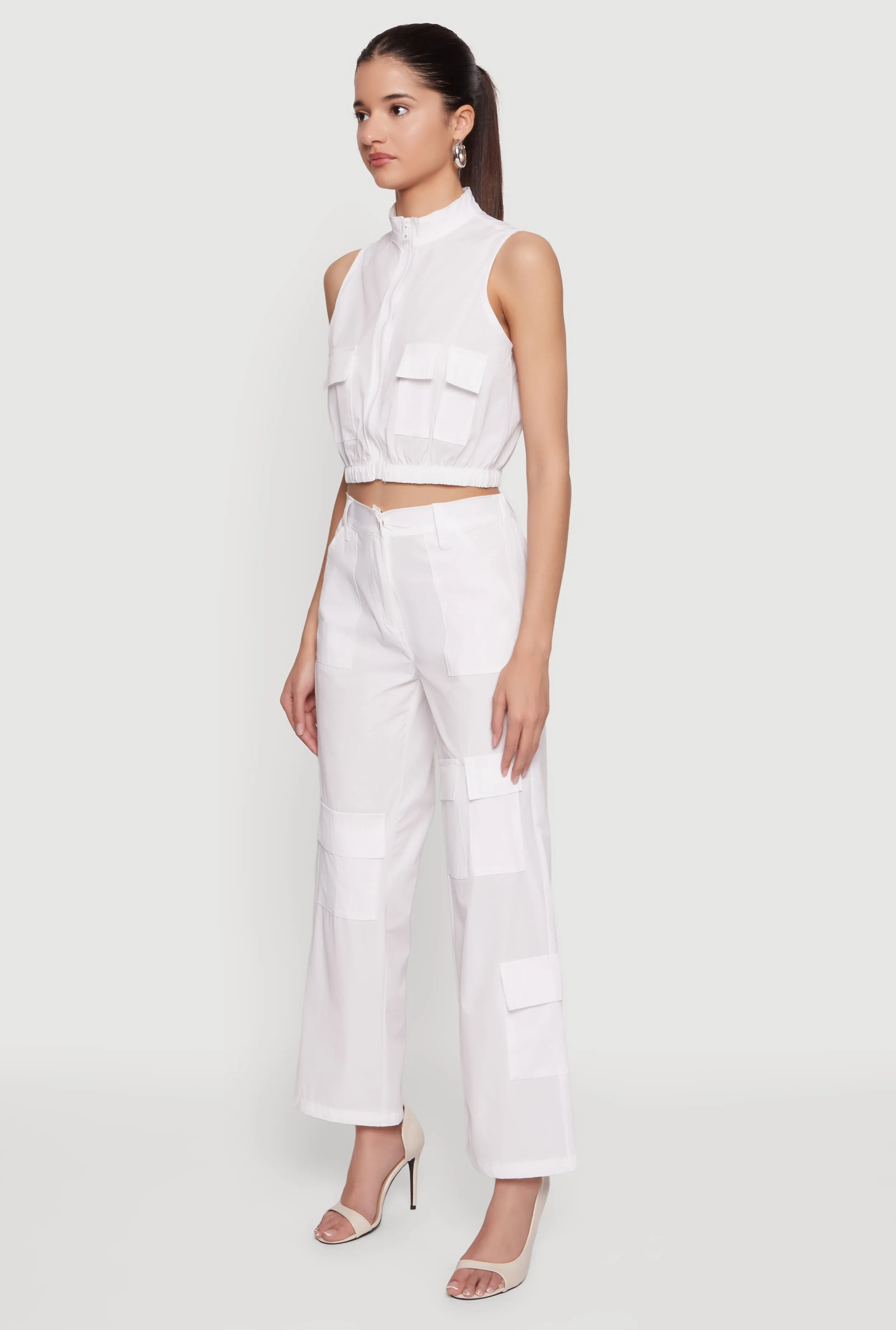 Nylon Cropped Zip Front Windbreaker Vest sold by Rainbow product image thumbnail 3