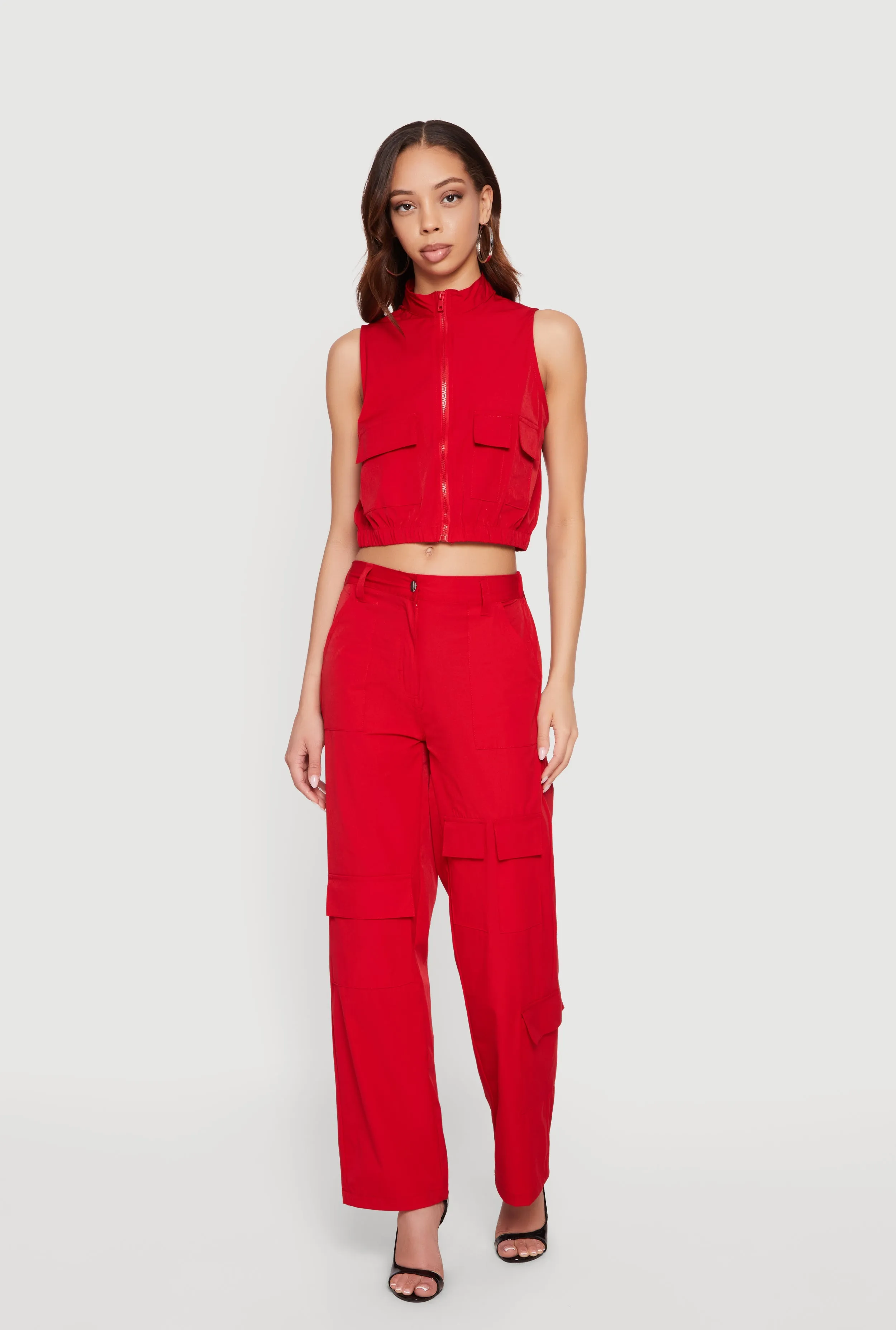 Nylon Cropped Zip Front Windbreaker Vest sold by Rainbow product image thumbnail 2