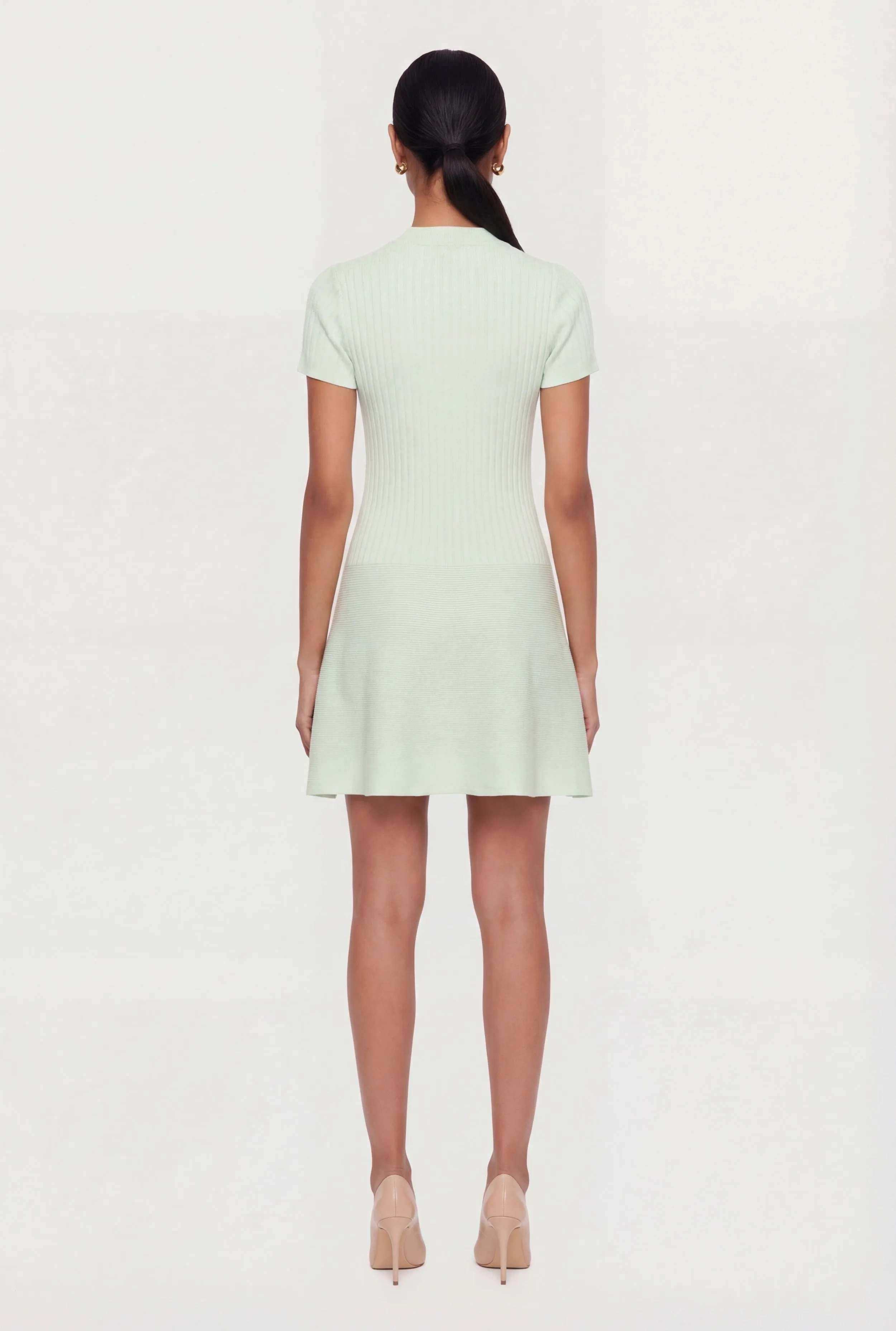 Rib Knit Short Sleeve Button Front Mini Dress sold by Rainbow product image thumbnail 3