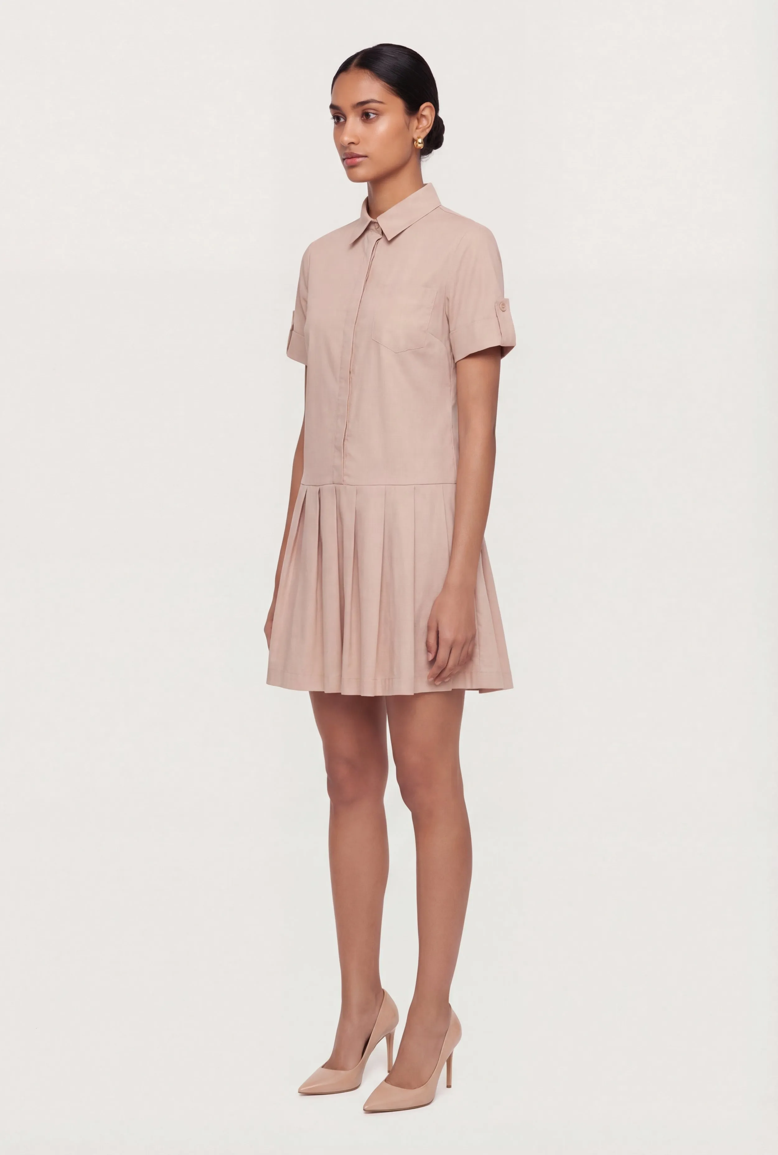 Poplin Short Sleeve Skater Shirt Dress sold by Rainbow product image thumbnail 2