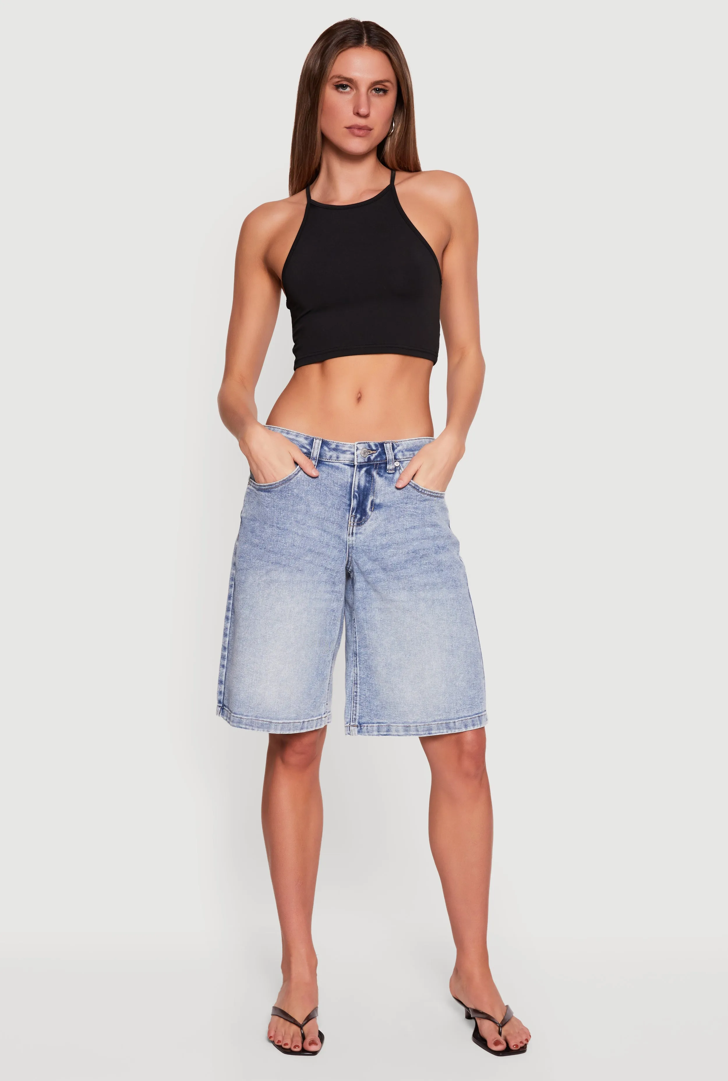 Almost Famous Denim Bermuda Shorts sold by Rainbow
