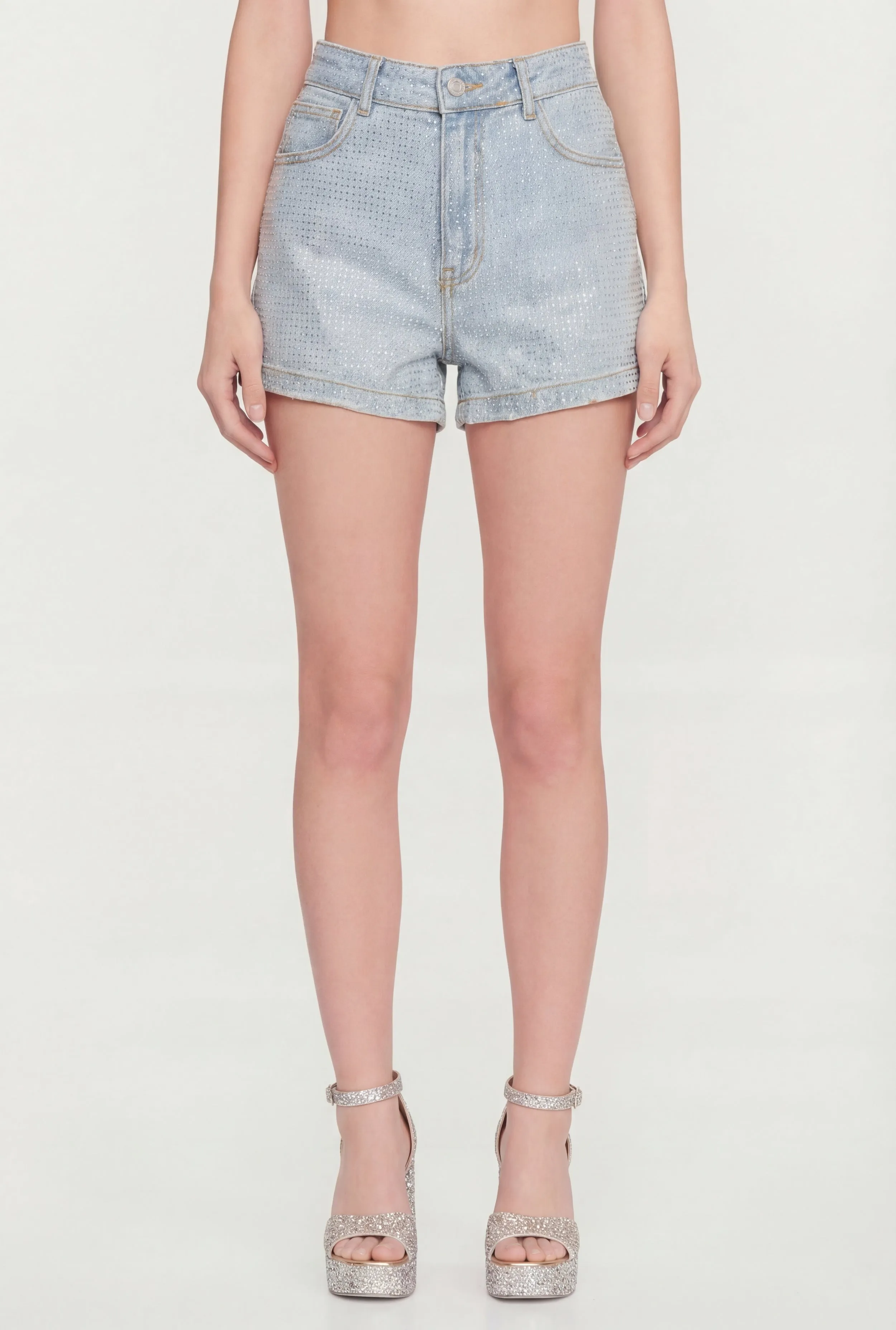 Rhinestone Studded Denim Shorts sold by Rainbow product image thumbnail 3