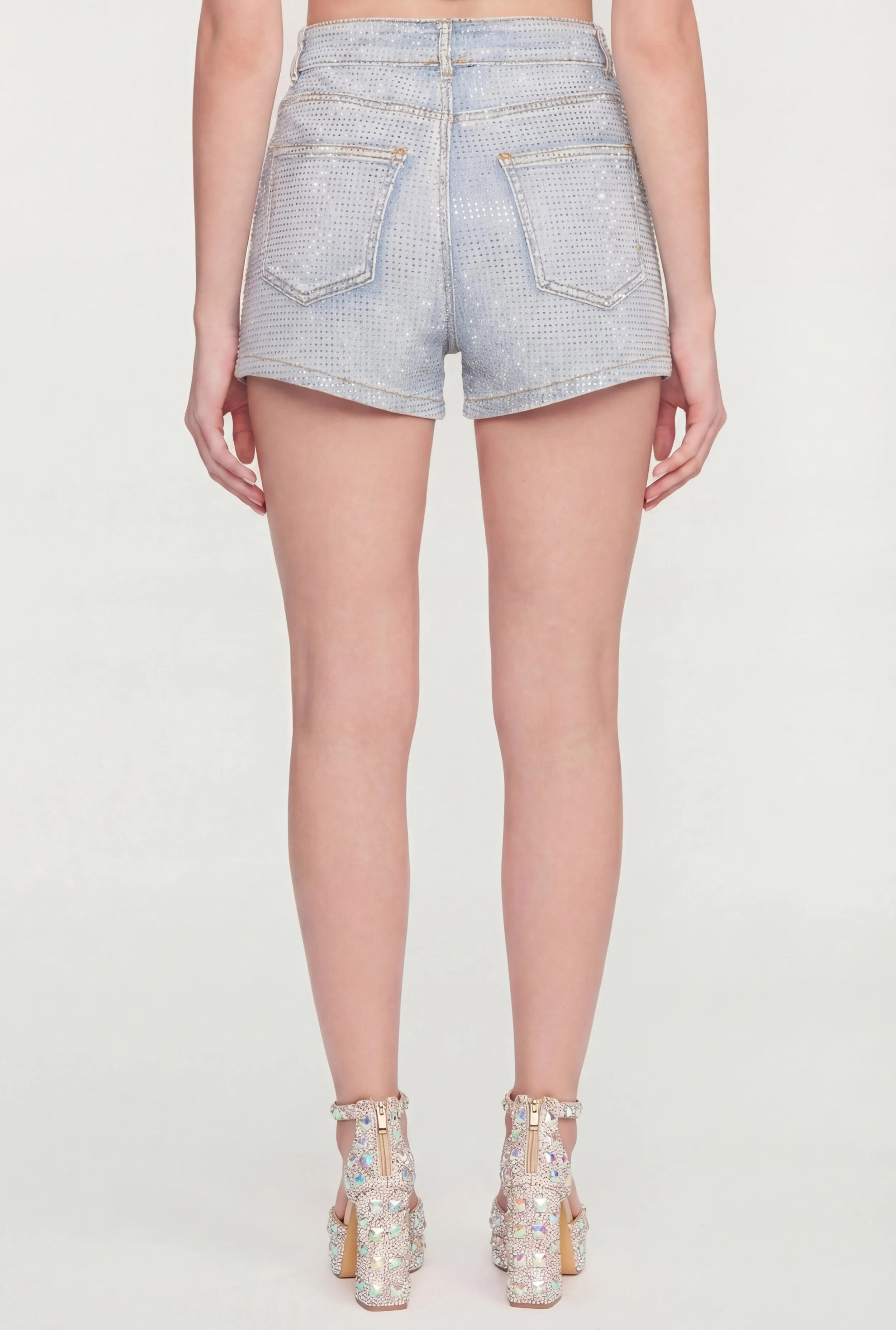 Rhinestone Studded Denim Shorts sold by Rainbow product image thumbnail 5