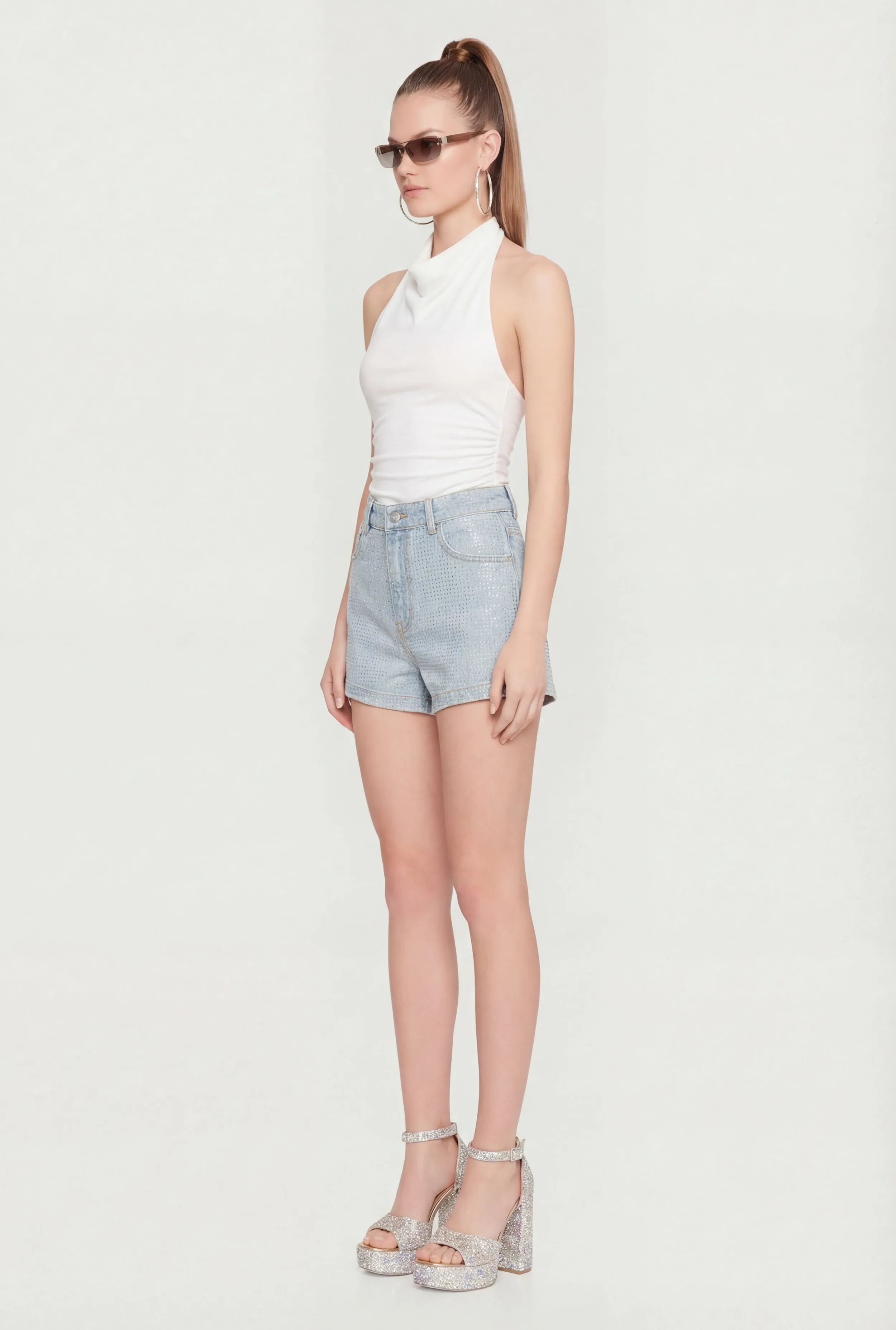 Rhinestone Studded Denim Shorts sold by Rainbow product image thumbnail 2