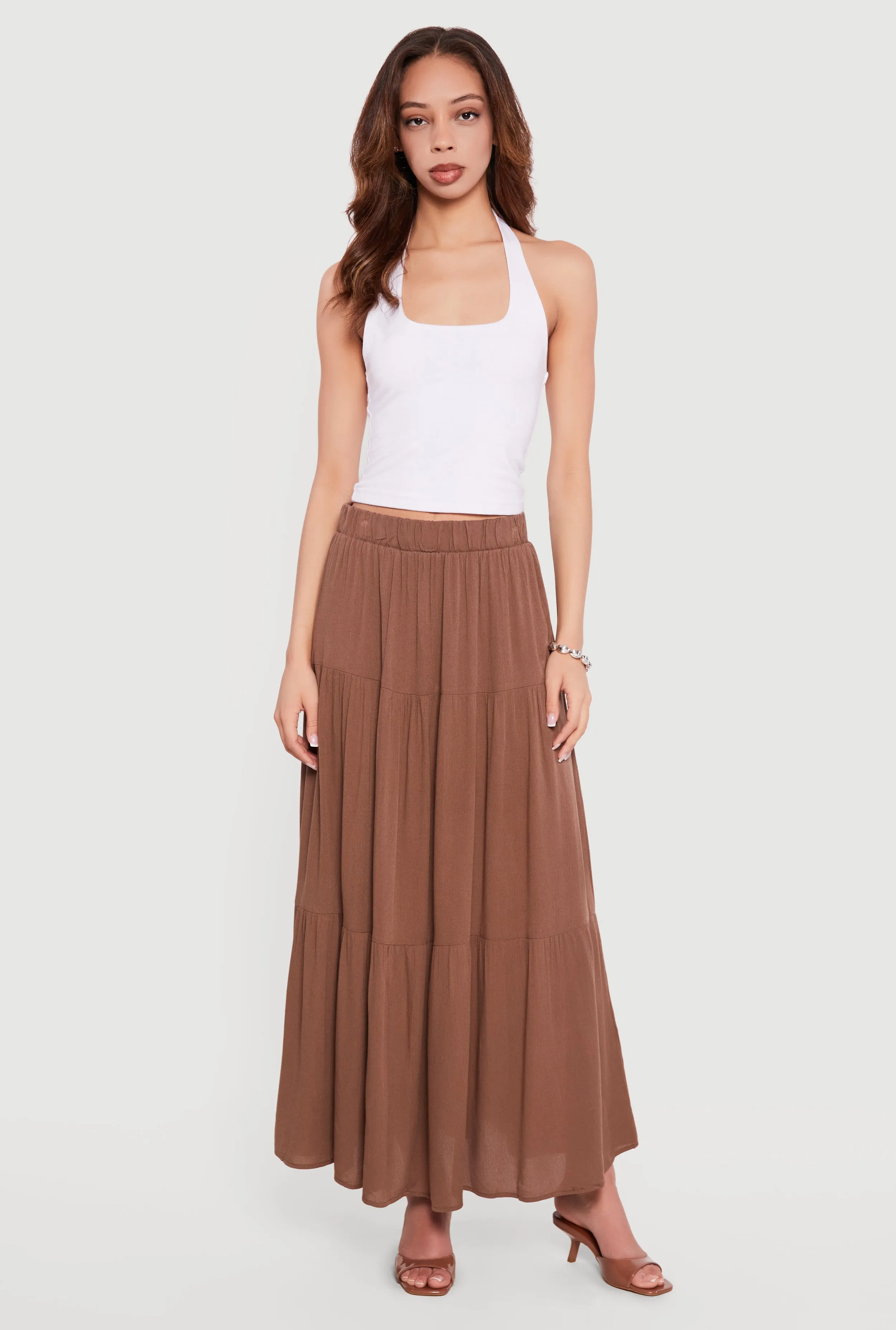 Gauze Knit Tiered Maxi Skirt sold by Rainbow product image thumbnail 4
