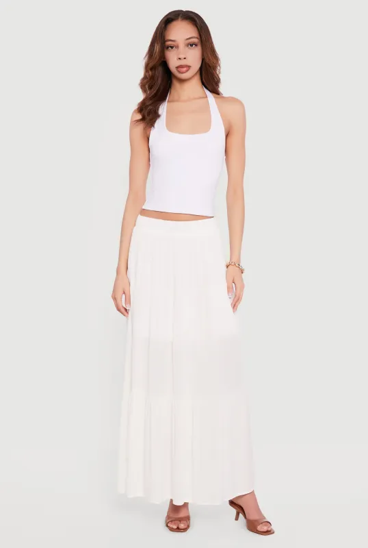 Gauze Knit Tiered Maxi Skirt sold by Rainbow