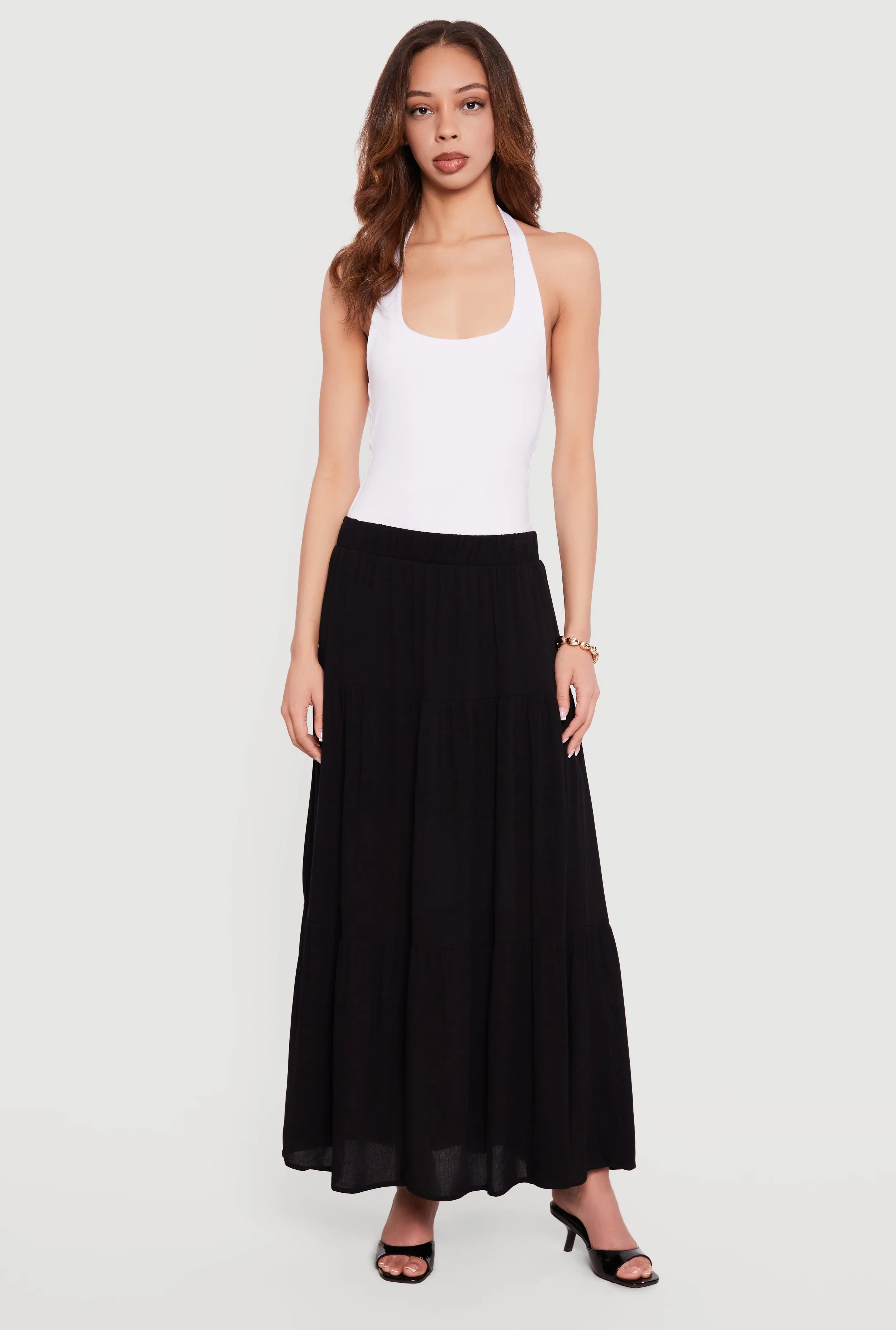 Gauze Knit Tiered Maxi Skirt sold by Rainbow product image thumbnail 2