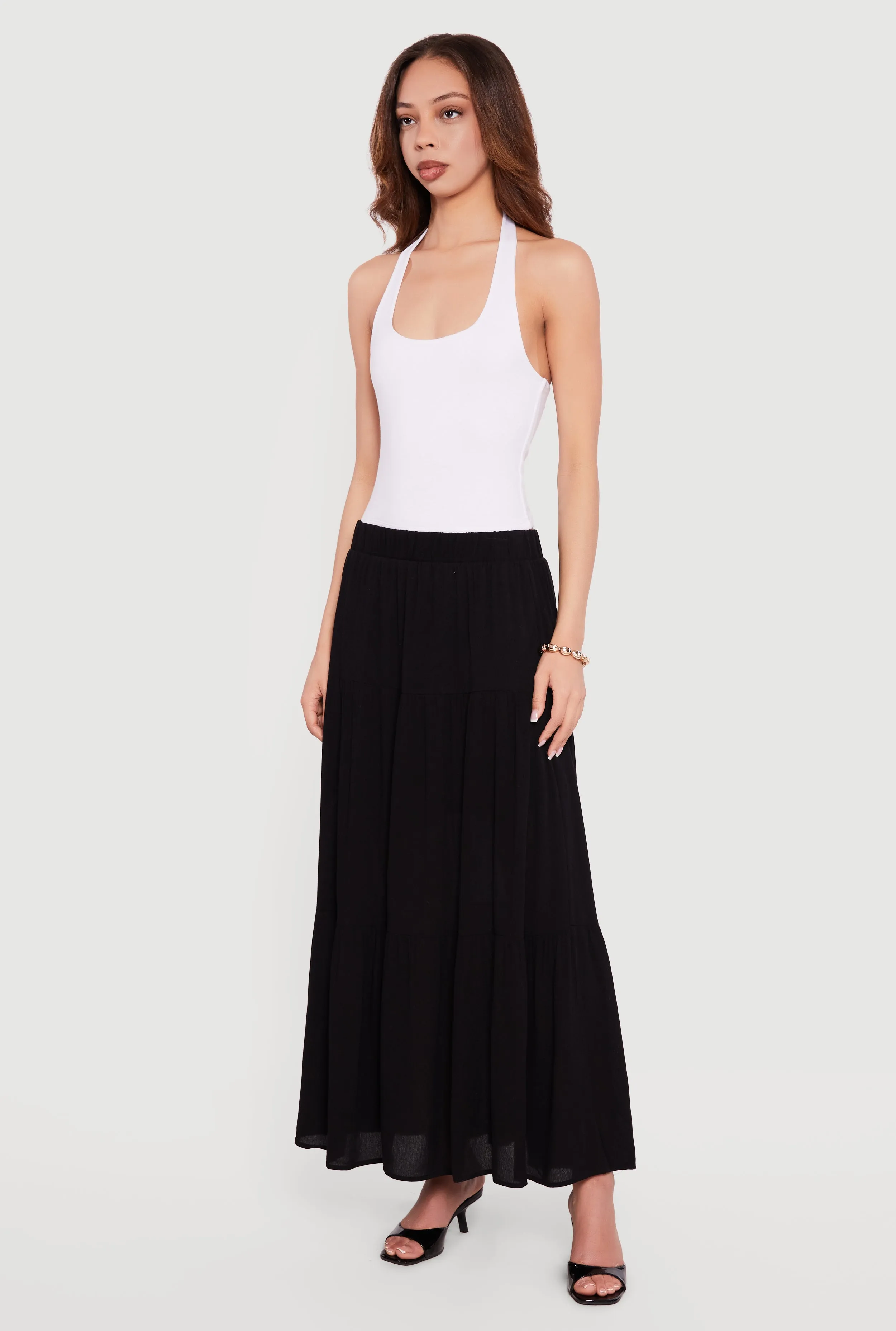Gauze Knit Tiered Maxi Skirt sold by Rainbow product image thumbnail 2
