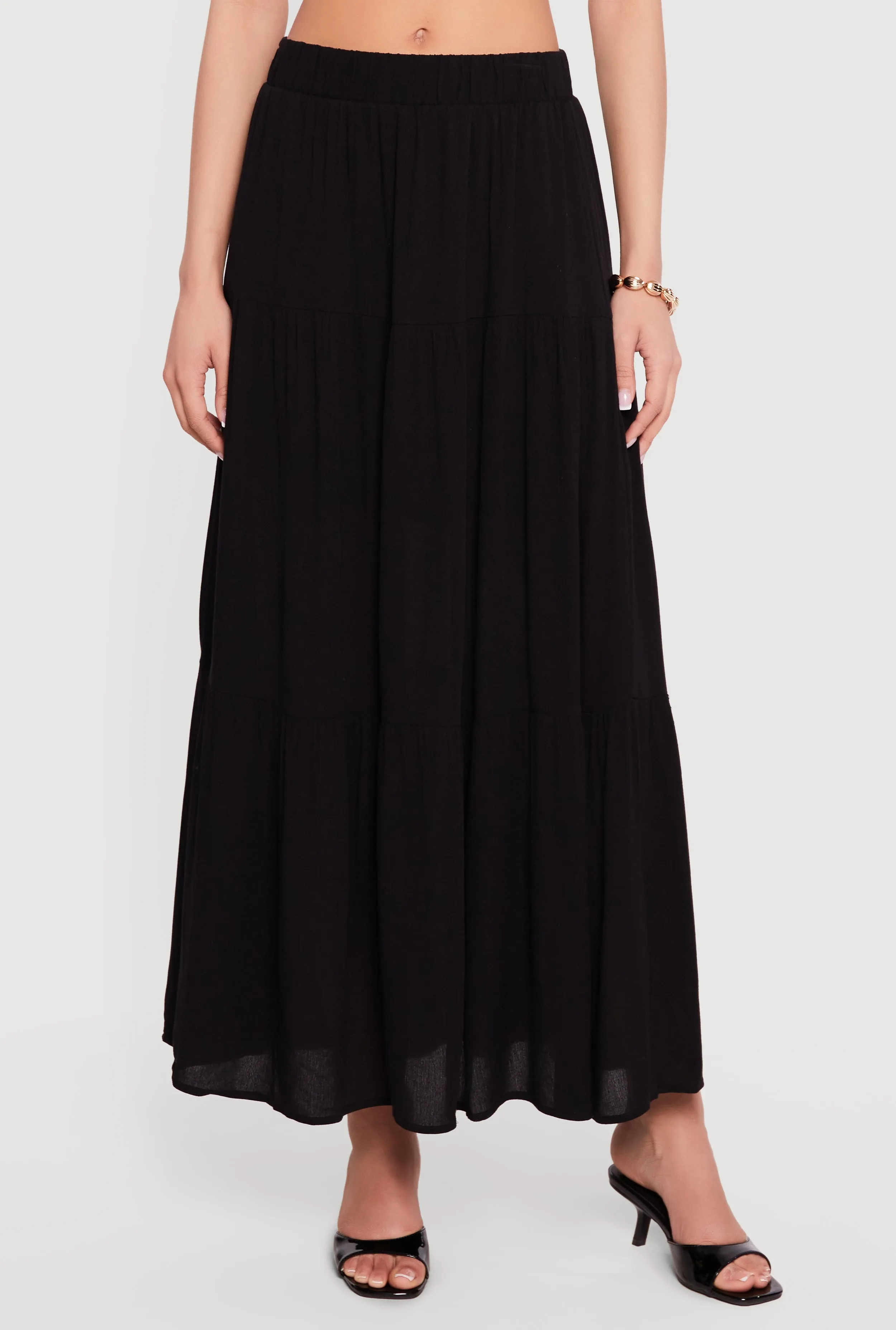 Gauze Knit Tiered Maxi Skirt sold by Rainbow product image thumbnail 3