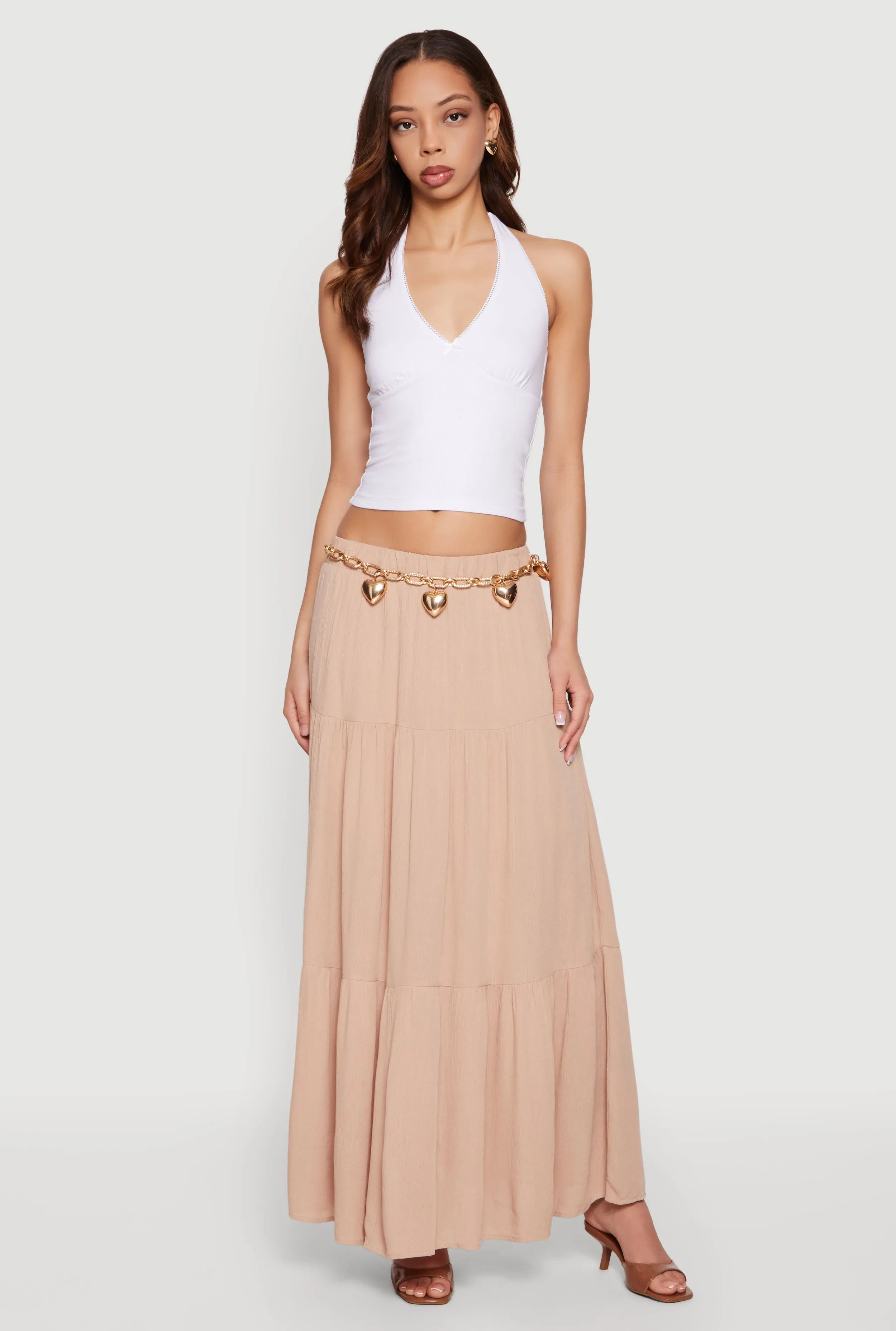 Gauze Knit Tiered Maxi Skirt sold by Rainbow