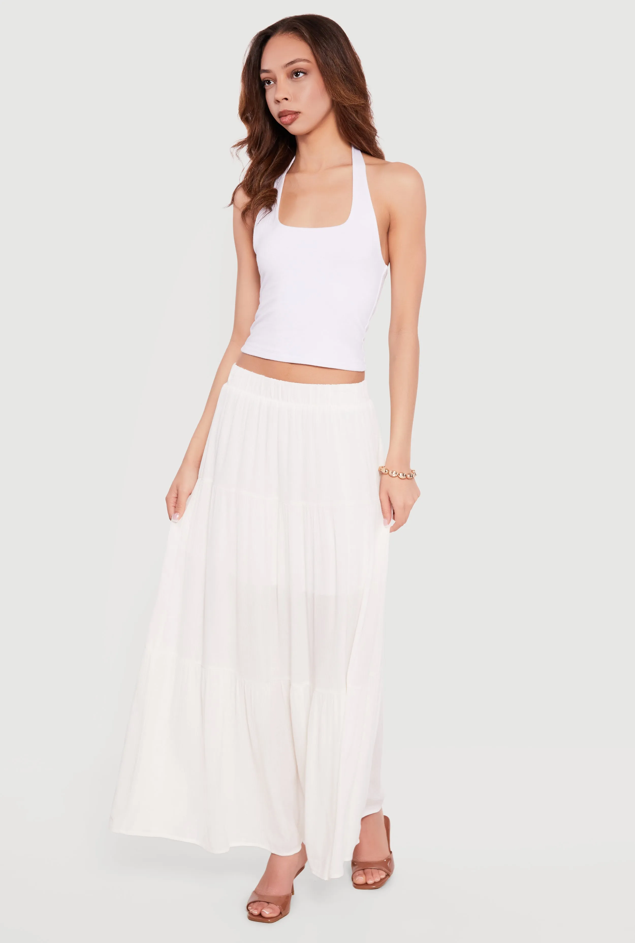 Gauze Knit Tiered Maxi Skirt sold by Rainbow product image thumbnail 2