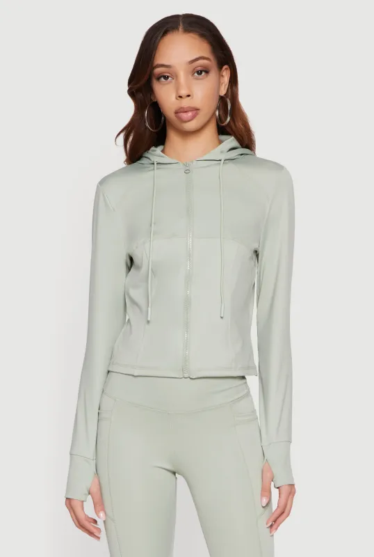 Long Sleeve Zip Front Hooded Active Jacket made by Rainbow