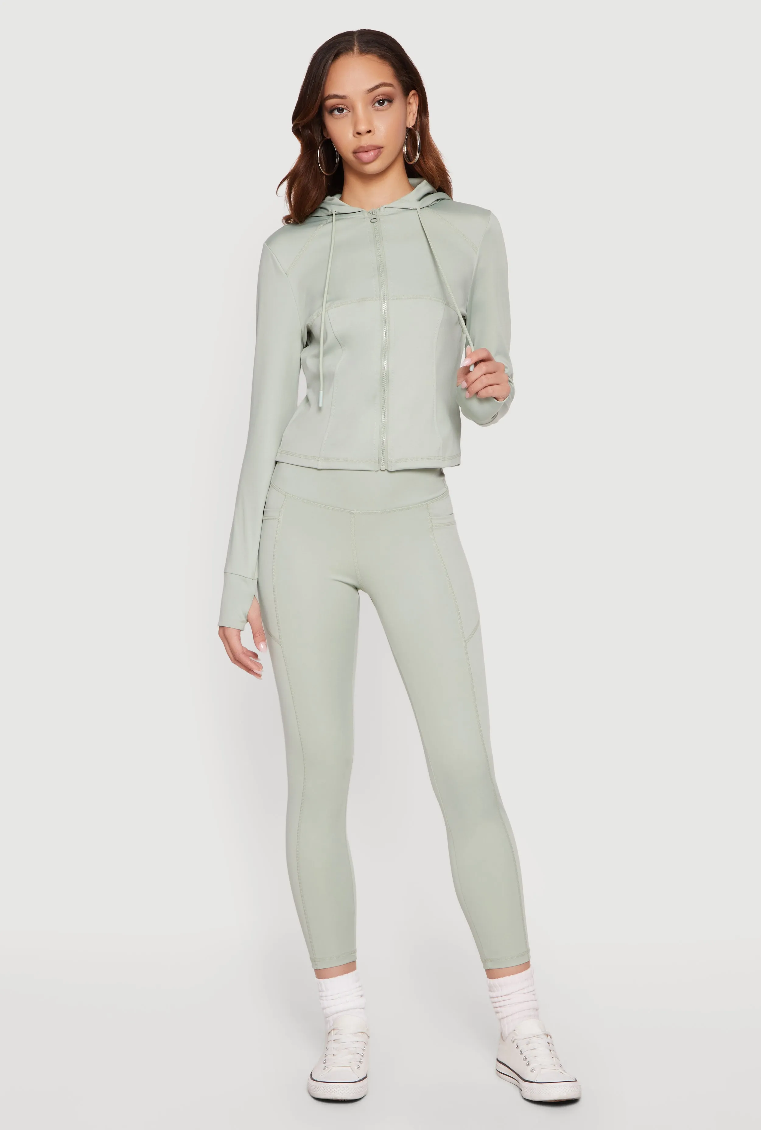 Long Sleeve Zip Front Hooded Active Jacket sold by Rainbow product image thumbnail 2