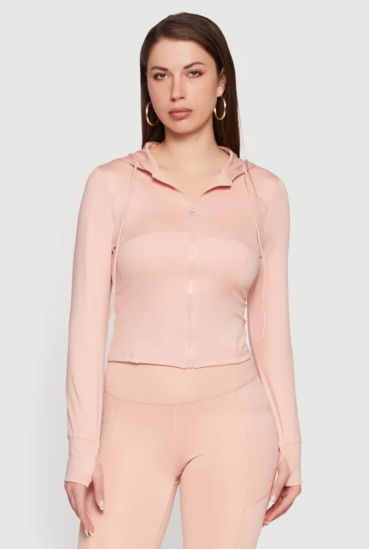 Long Sleeve Zip Front Hooded Active Jacket made by Rainbow