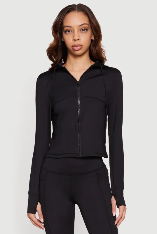 Long Sleeve Zip Front Hooded Active Jacket made by Rainbow