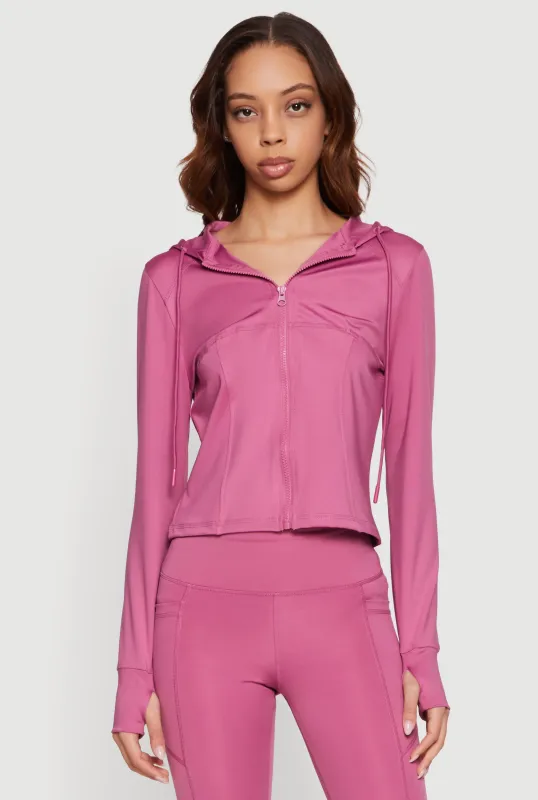 Long Sleeve Zip Front Hooded Active Jacket made by Rainbow