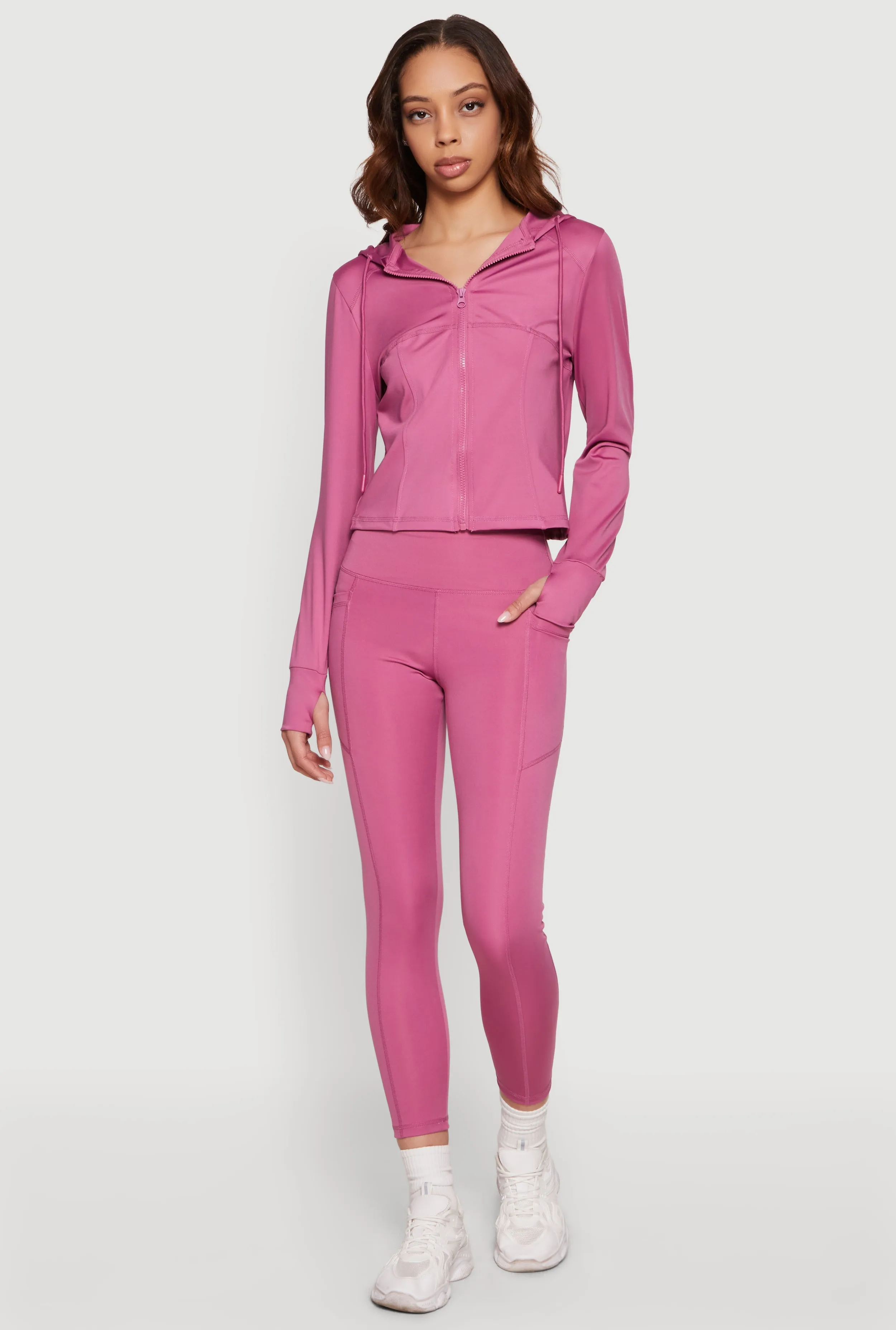 Long Sleeve Zip Front Hooded Active Jacket sold by Rainbow product image thumbnail 2