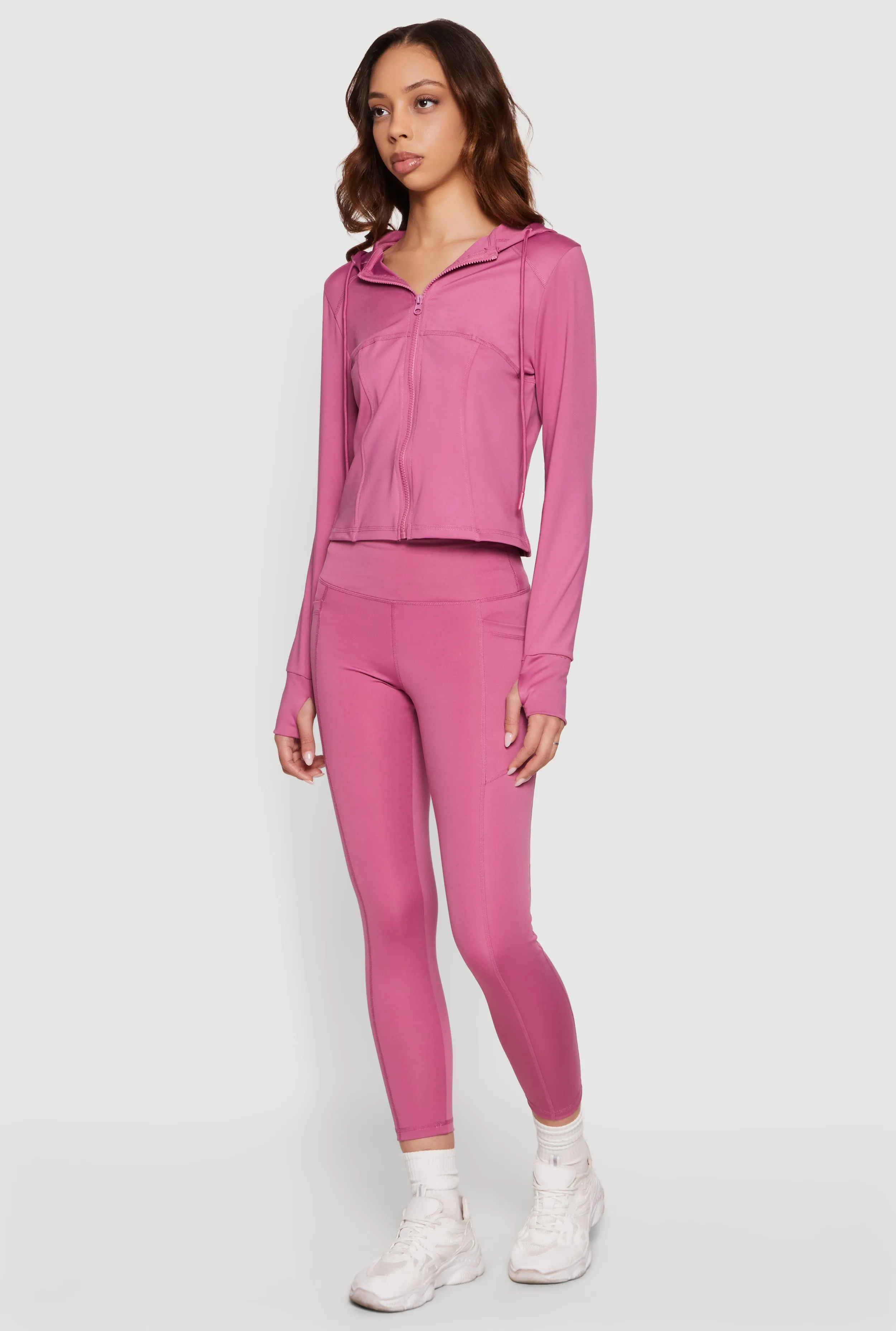 Long Sleeve Zip Front Hooded Active Jacket sold by Rainbow product image thumbnail 3
