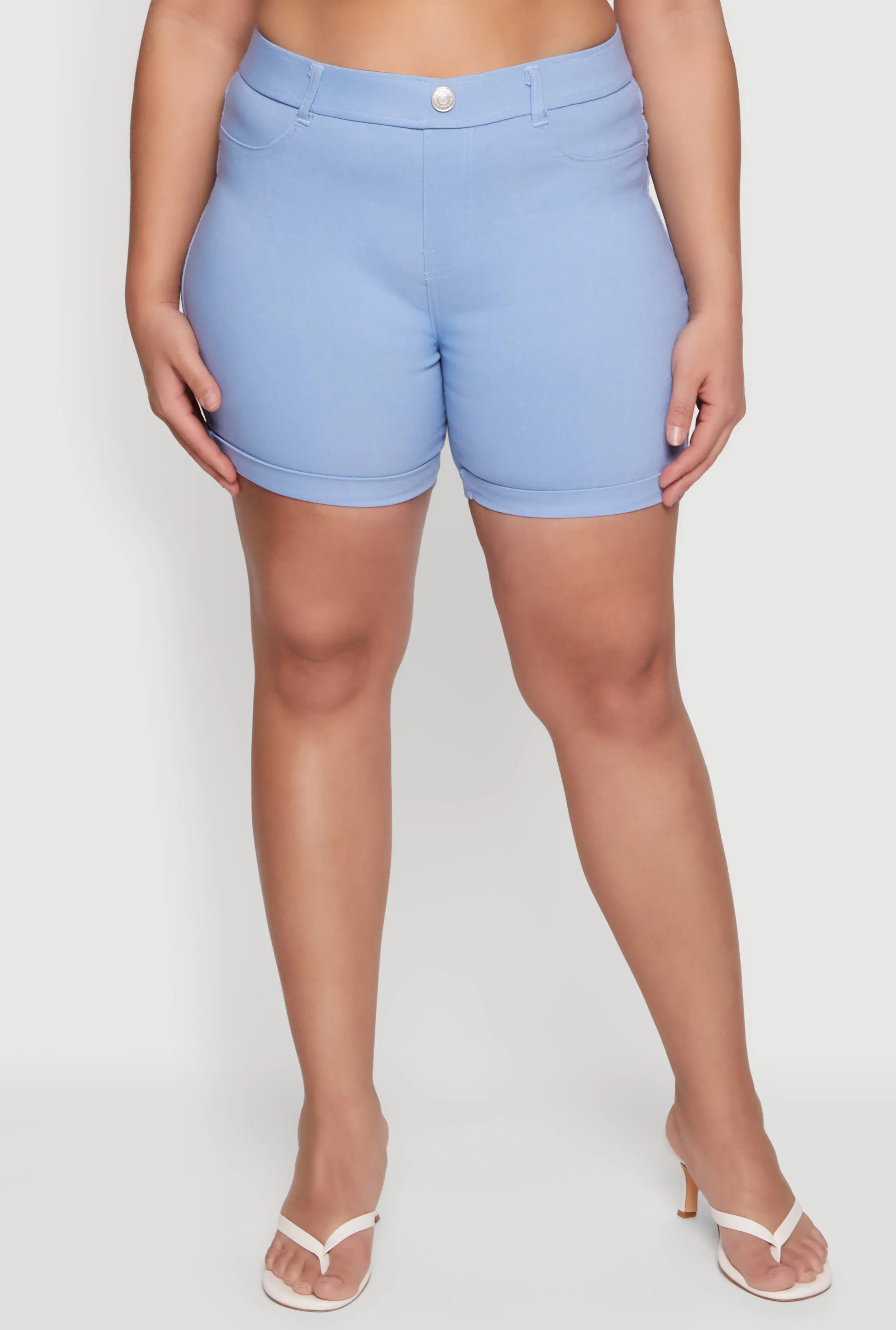 Plus Size Solid Hyperstretch Pull On Shorts sold by Rainbow product image thumbnail 3
