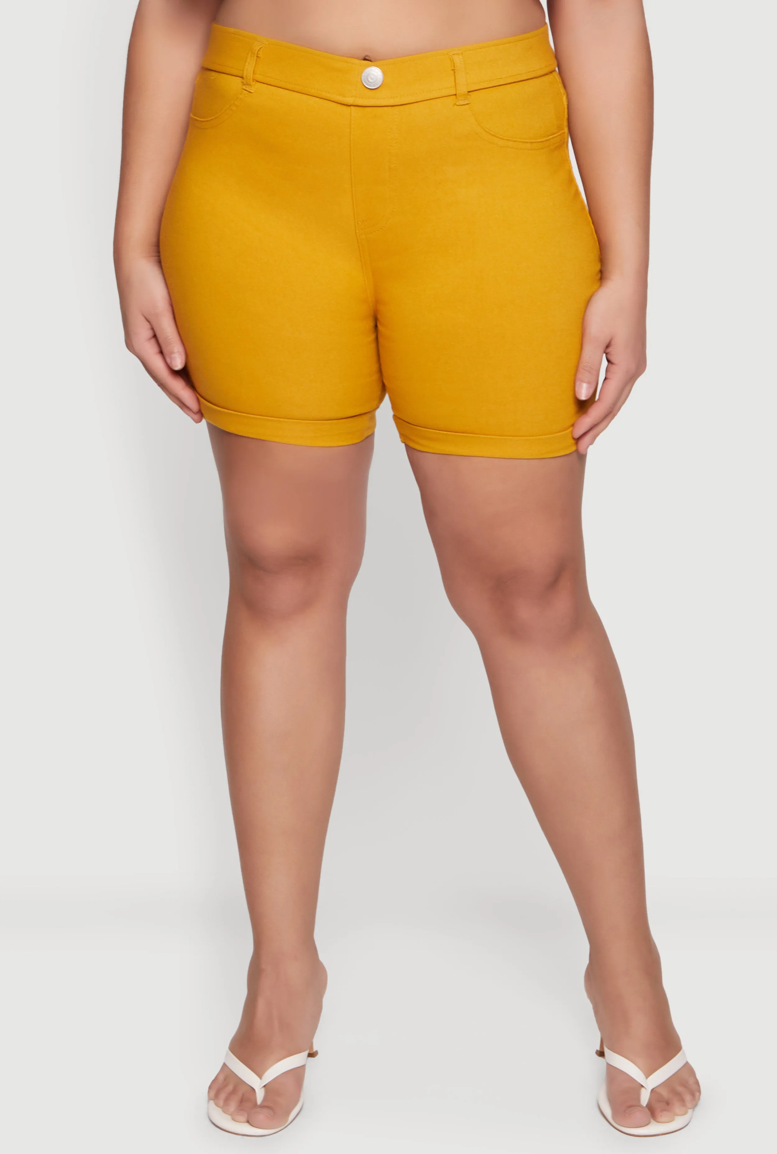 Plus Size Solid Hyperstretch Pull On Shorts sold by Rainbow product image thumbnail 3