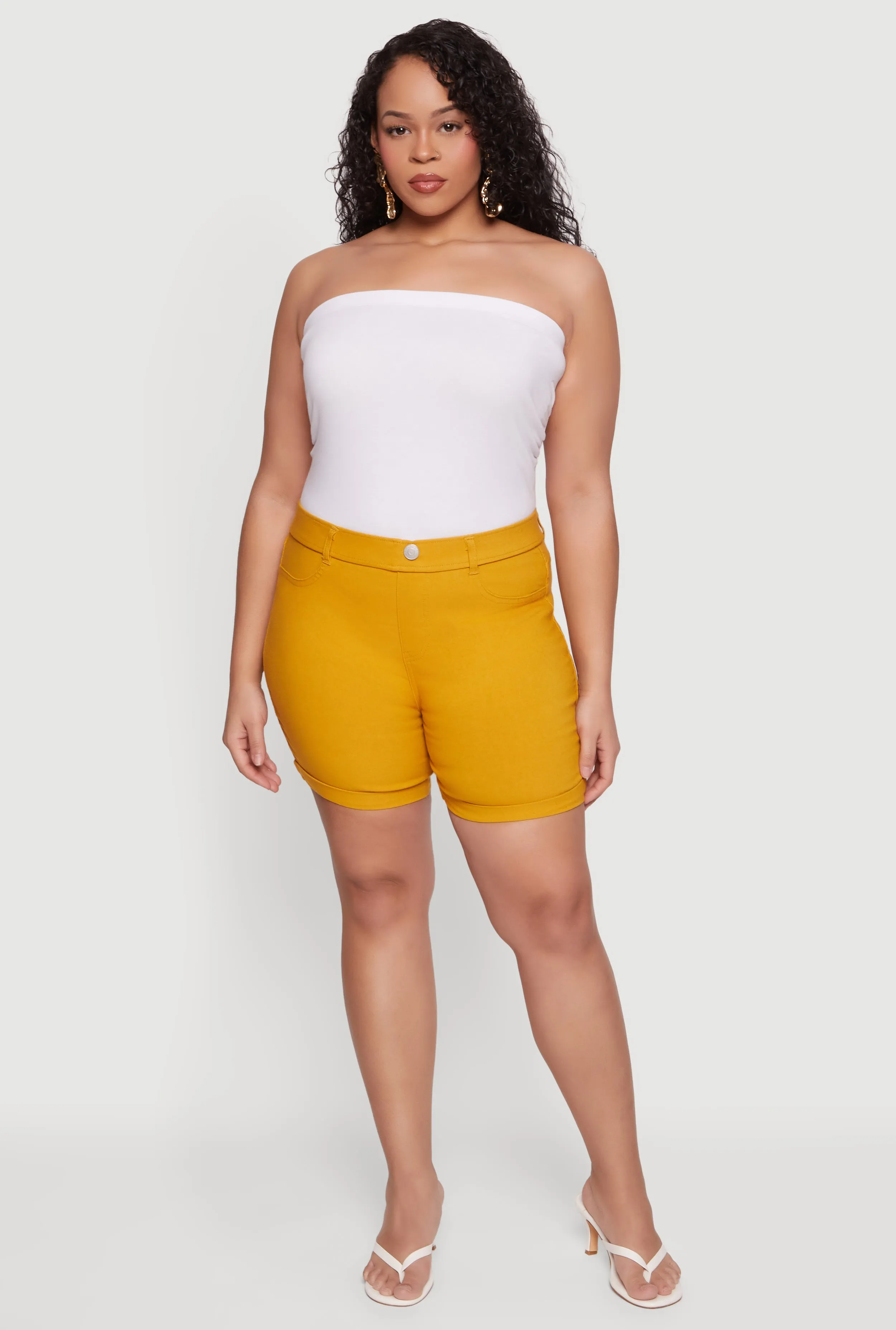 Plus Size Solid Hyperstretch Pull On Shorts sold by Rainbow