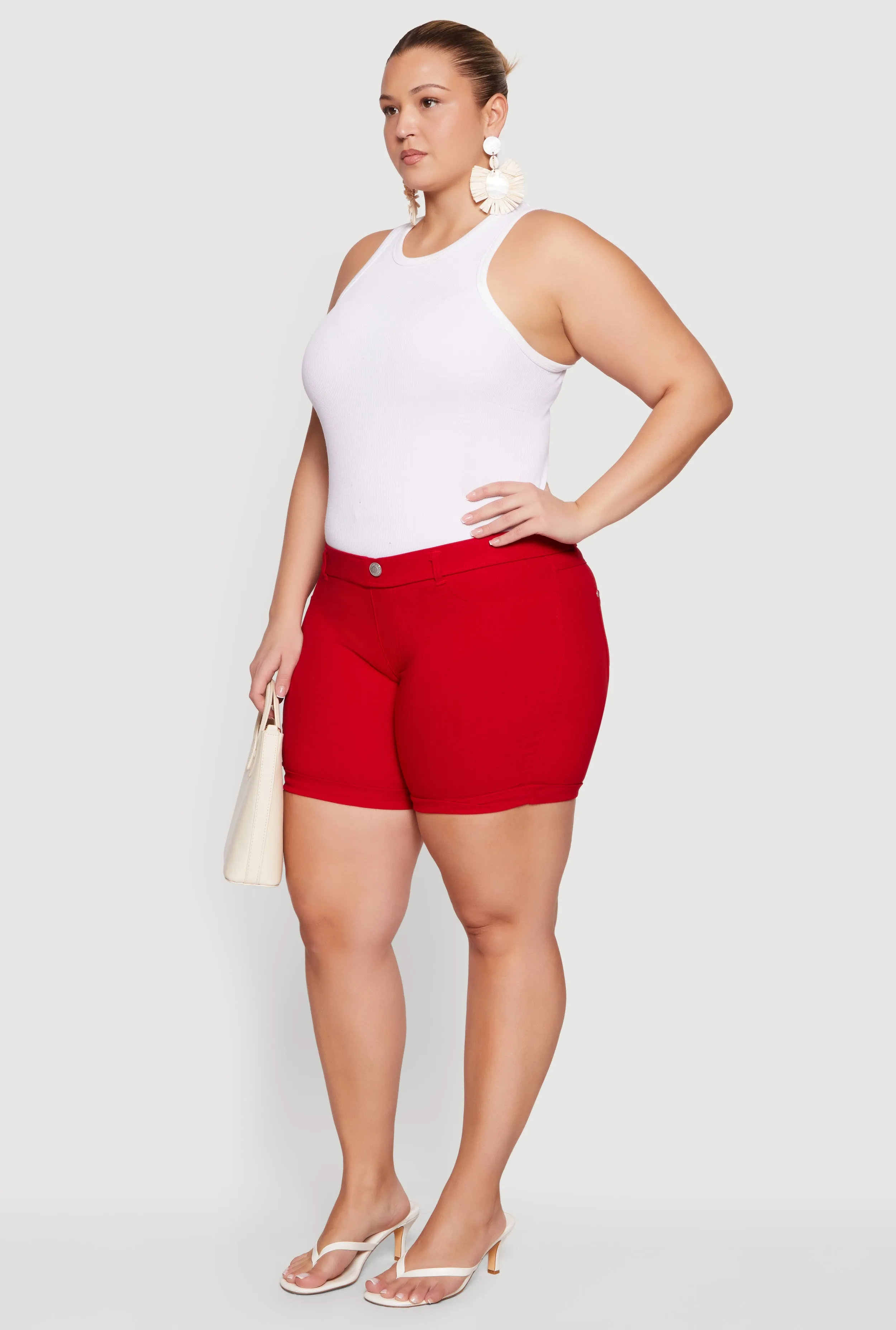 Plus Size Solid Hyperstretch Pull On Shorts sold by Rainbow product image thumbnail 2
