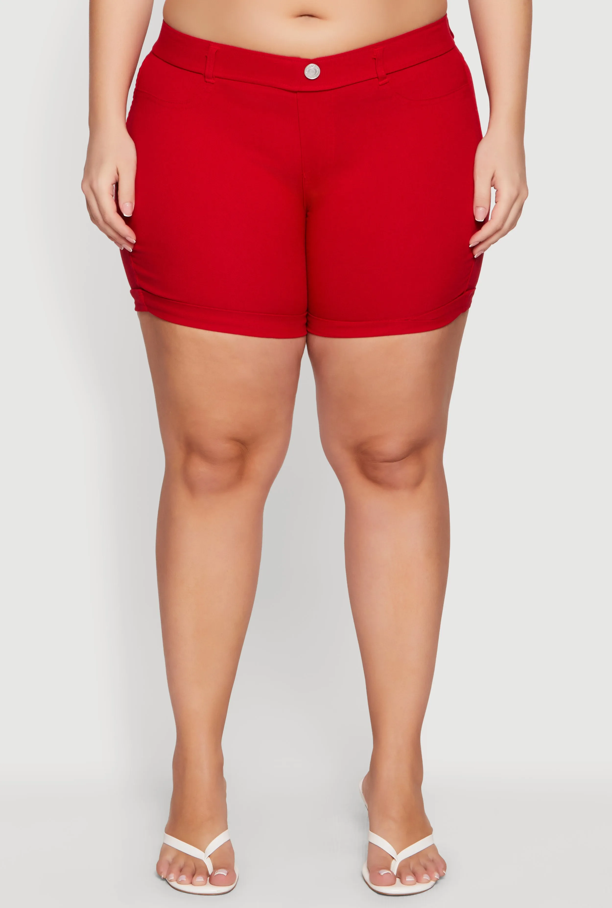 Plus Size Solid Hyperstretch Pull On Shorts sold by Rainbow product image thumbnail 3