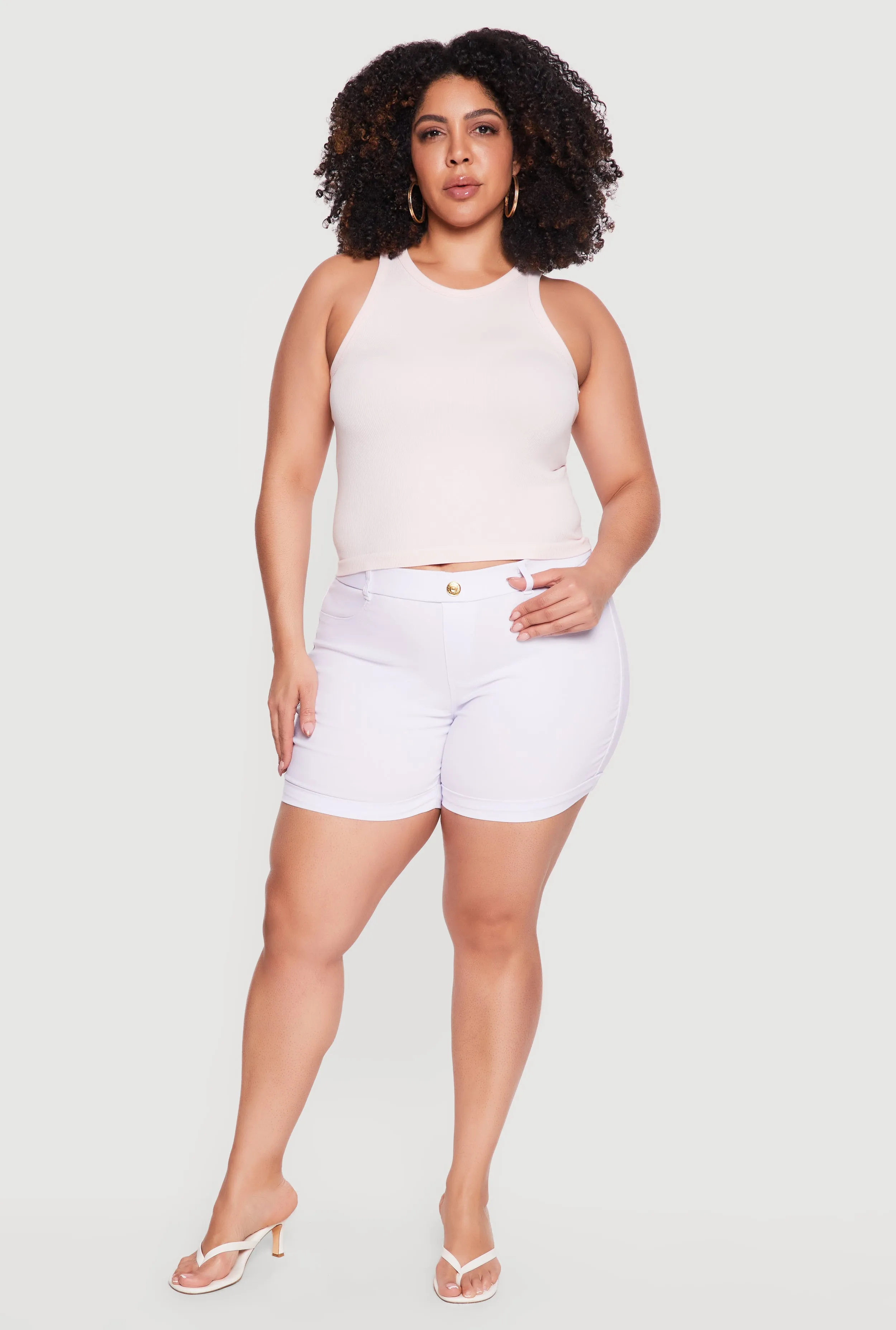 Plus Size Solid Hyperstretch Pull On Shorts sold by Rainbow