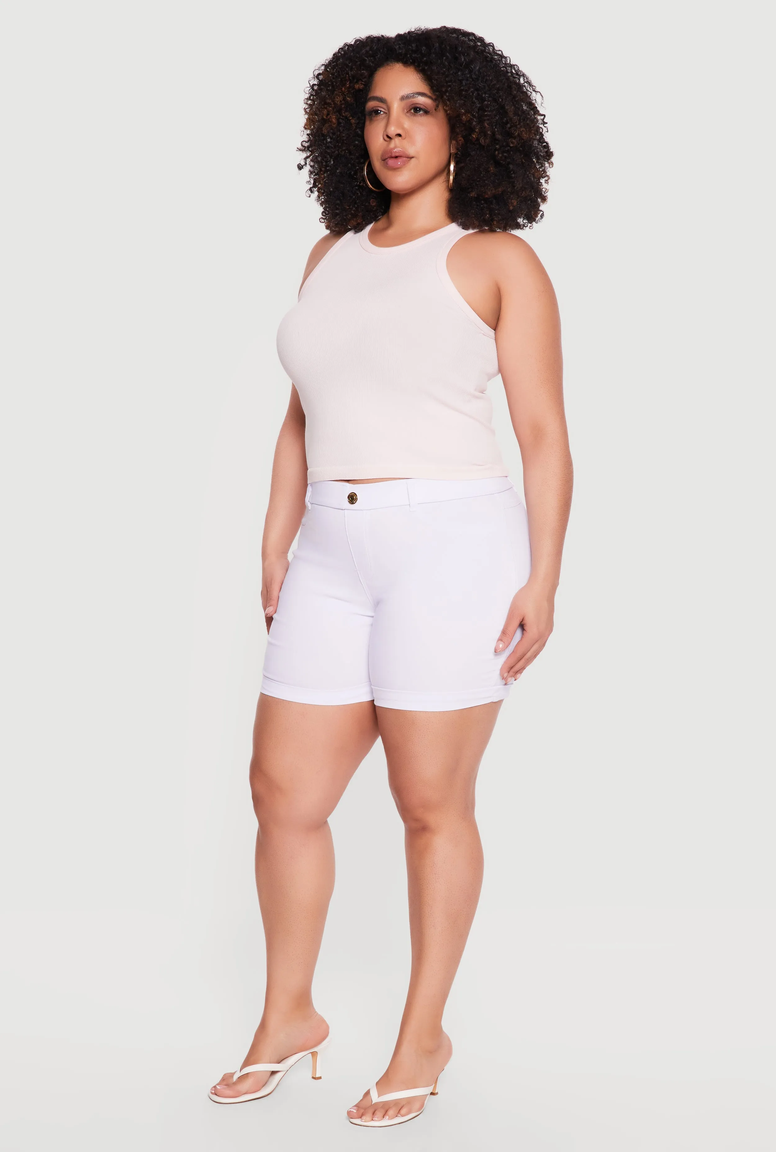Plus Size Solid Hyperstretch Pull On Shorts sold by Rainbow product image thumbnail 2