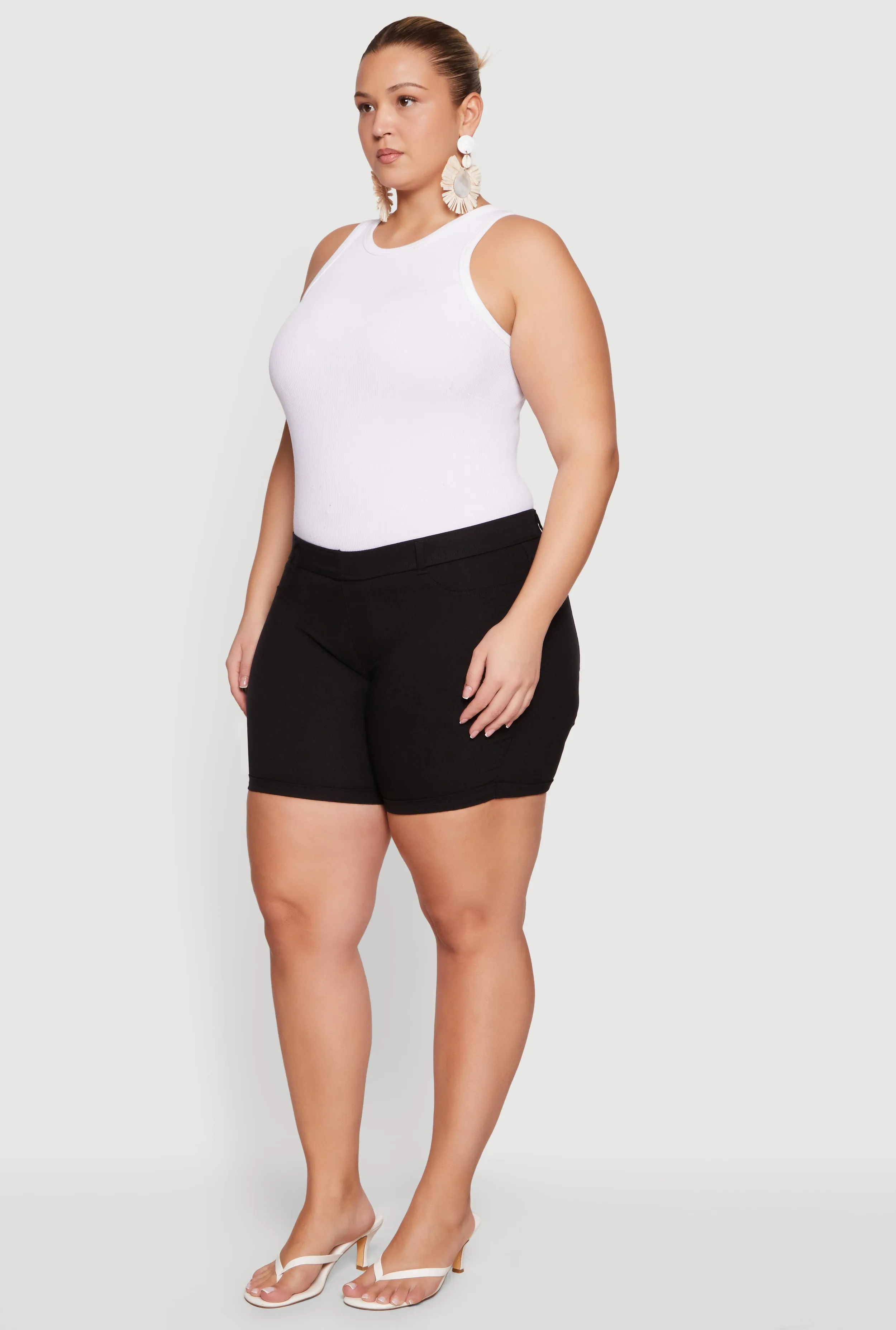 Plus Size Solid Hyperstretch Pull On Shorts sold by Rainbow product image thumbnail 2