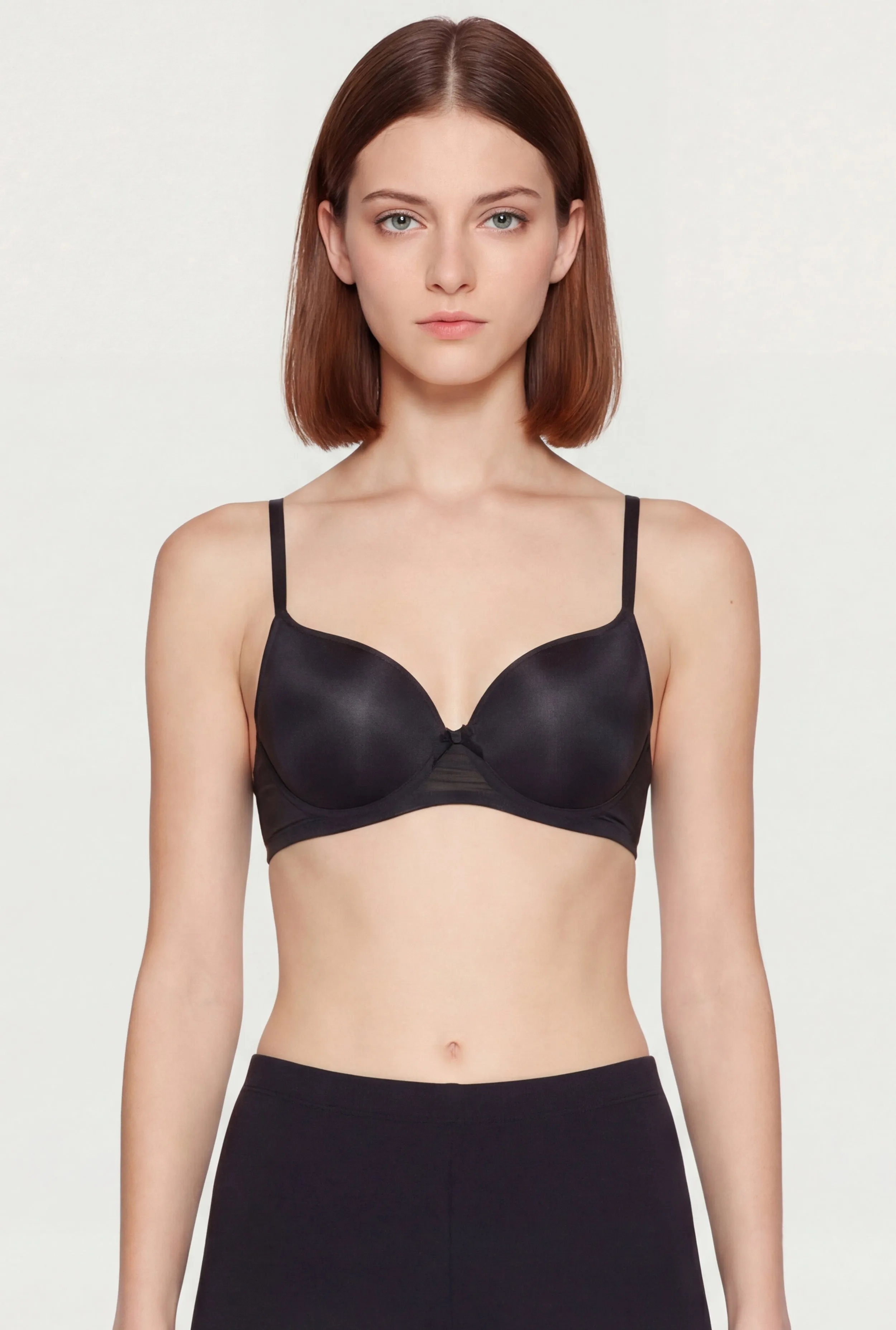Bow Detail Padded Mesh Plunge Bra sold by Rainbow