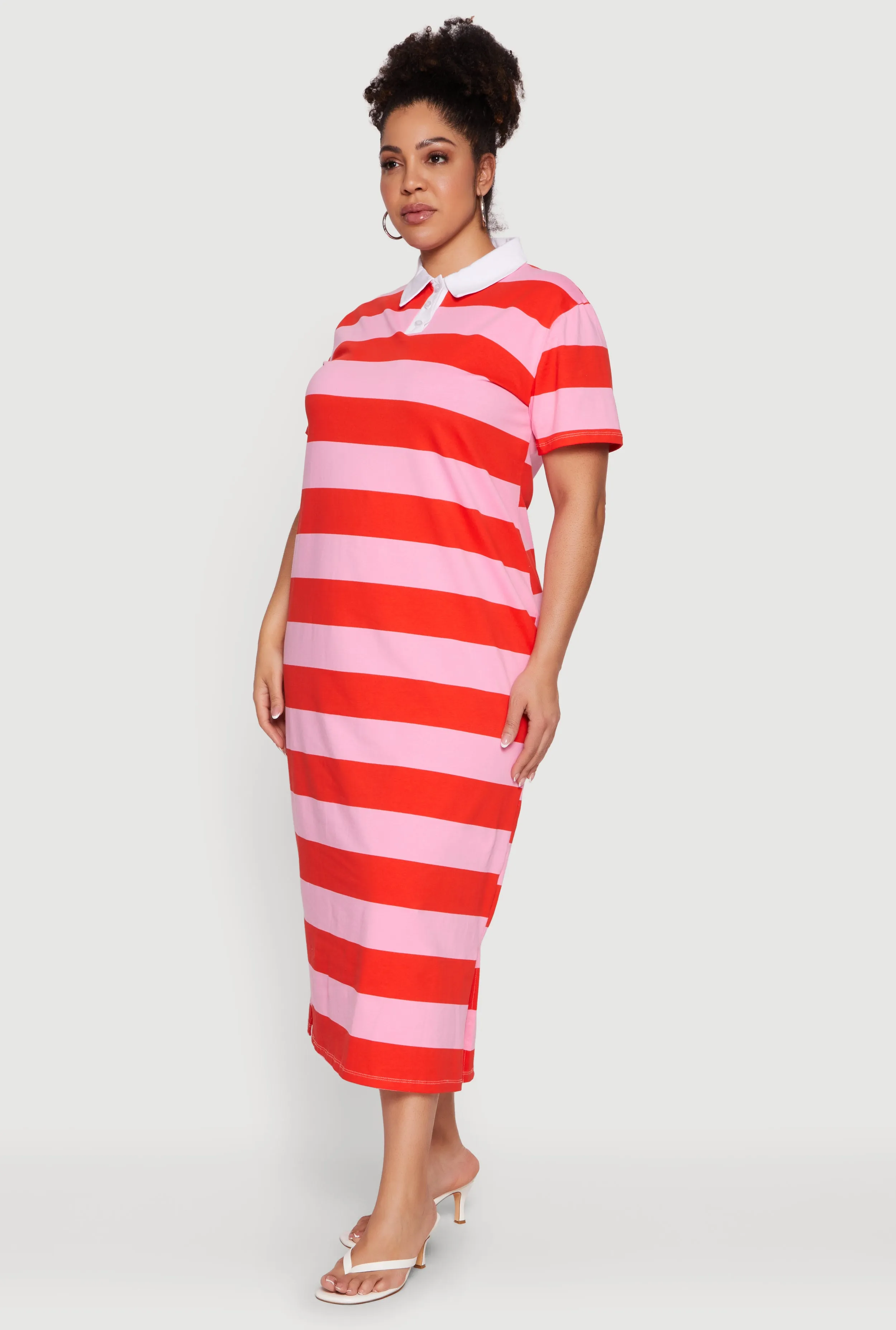 Plus Size Striped Polo Midi Dress sold by Rainbow product image thumbnail 2