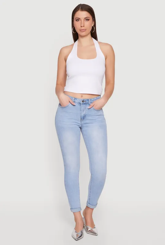 Mid Rise Skinny Jeans with Rolled Cuffs made by Rainbow