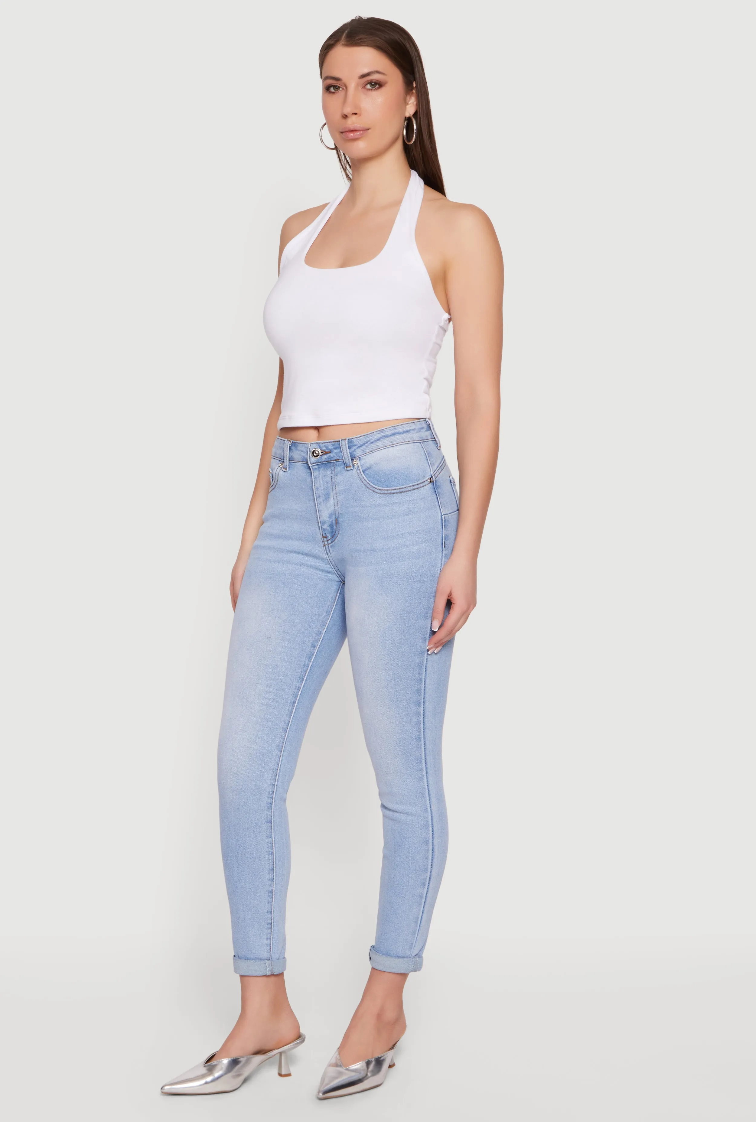 Mid Rise Skinny Jeans with Rolled Cuffs sold by Rainbow product image thumbnail 2