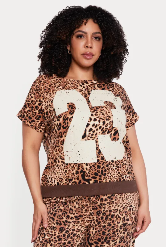Plus Size Leopard Print 23 Graphic Top made by Rainbow